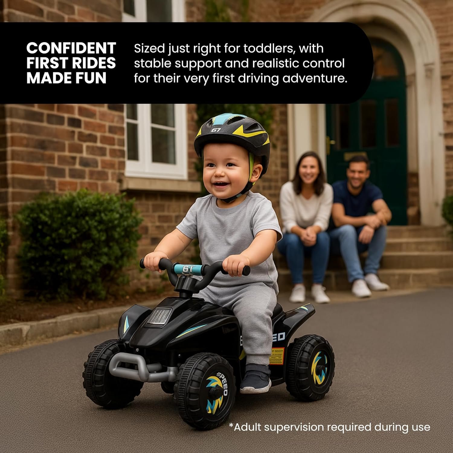 Straame 6V Electric Ride-On Quad Bike ATV for Toddlers Ages 18-36 Months, Forward/Reverse, 4-Wheel Design, 1.9-3.8 km/h Speed, 72×40×45.5 cm (Black) - Image 7