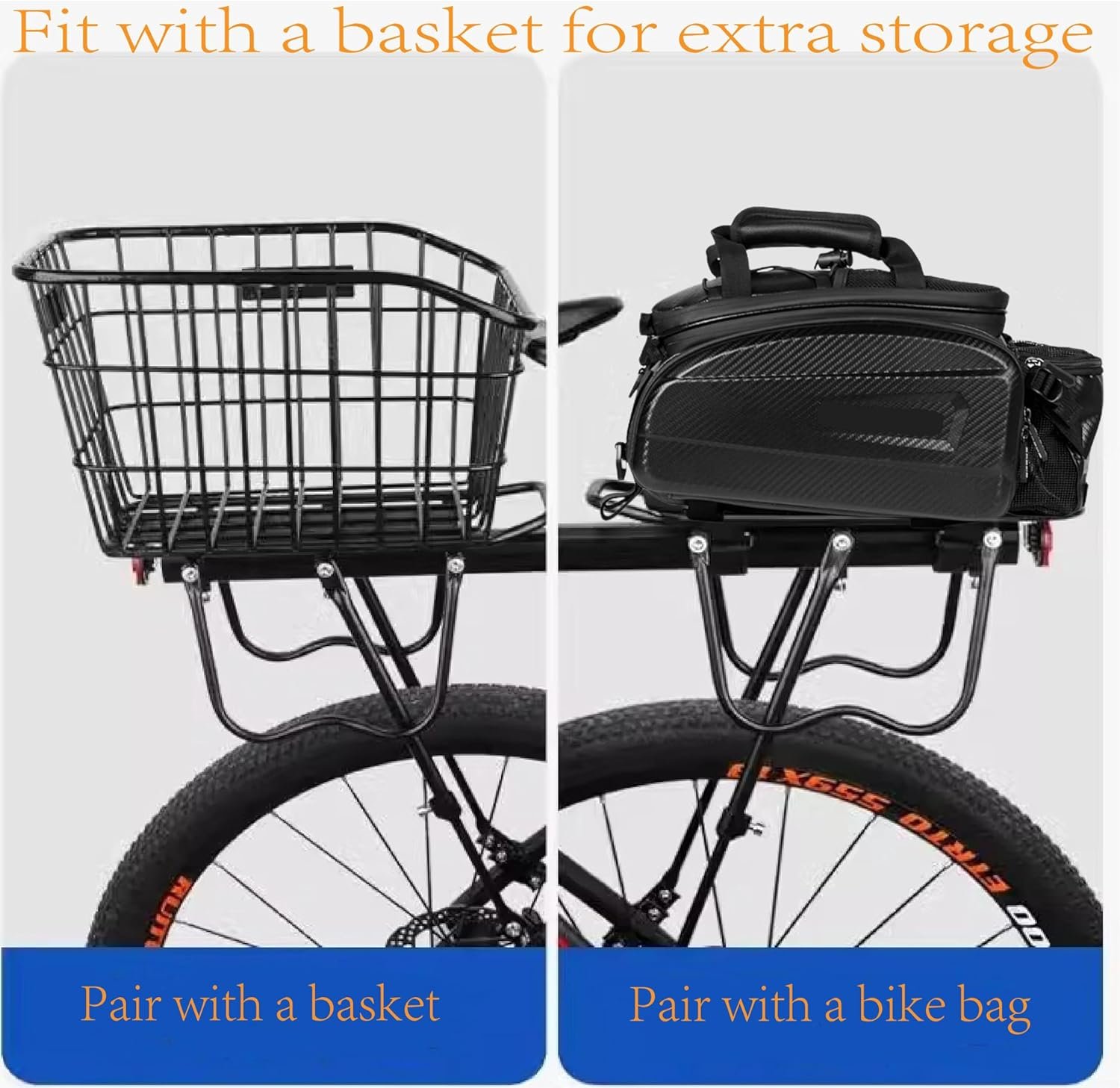 Rear Bike Rack – Adjustable Aluminum Alloy Bike Rack for Panniers, Lightweight Rear Rack for Commuting & Touring with Reflector - Image 2
