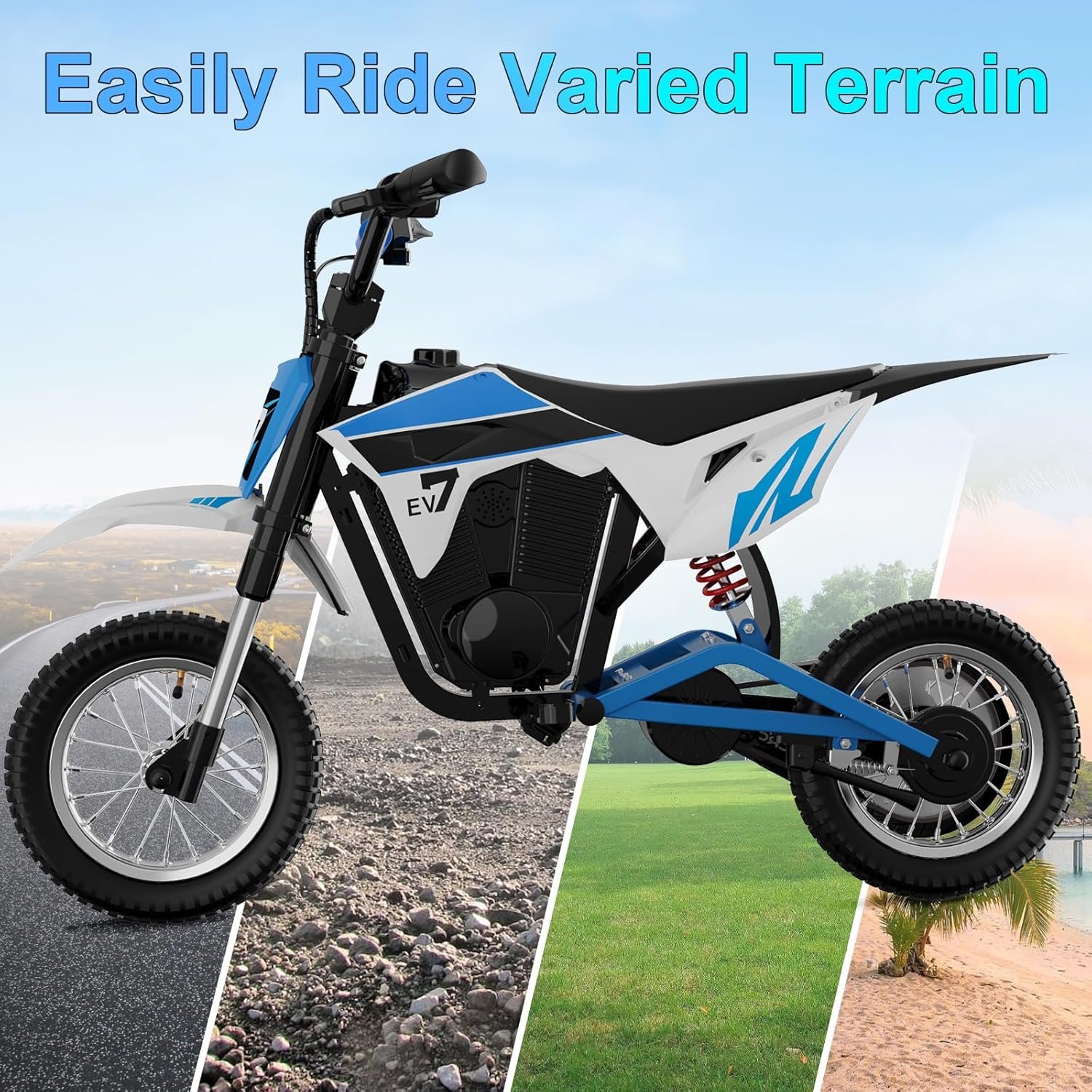 EVERCROSS EV12M PRO Kids Ride On Motorcycle, Electric Motorcycle with 300W Motor, 11.18Miles Long-Range, 12'' Pneumatic Tire, Bluetooth Music, Colorful Lights, Motor Cross for 110cm+ Height - Image 8