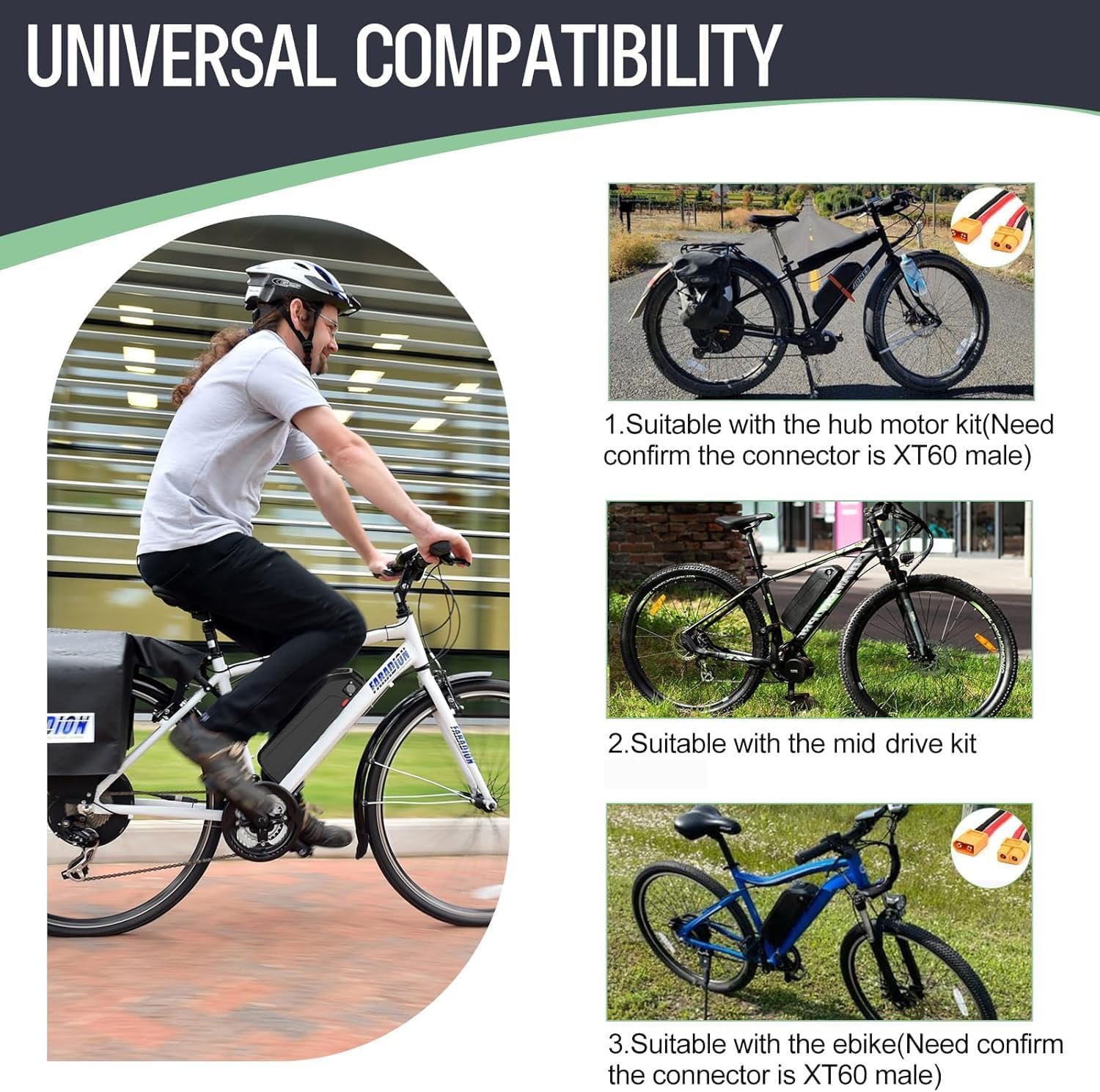 48V Ebike Battery with USB & Charger 13Ah 624Wh Lithium Downtube Battery for Electric Bike Conversion Kit & Bicycle - Image 5