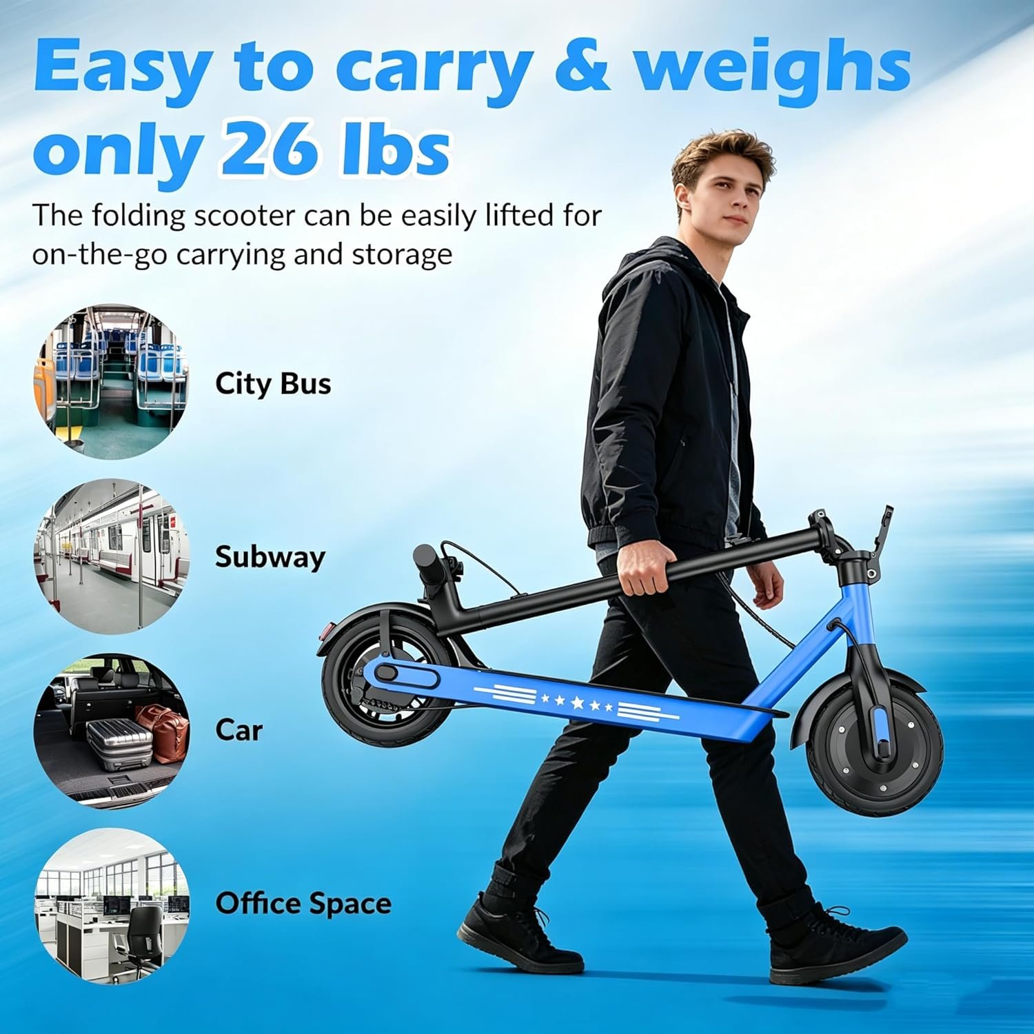Electric Scooter, 350W/500W Motor, 8.5" 10" Tires, 25Km/H, 20/33/35/50Km Long-Range, E-Scooter for Adults with Dual Suspension and Dual Lighting System, Smart APP Control - Image 6