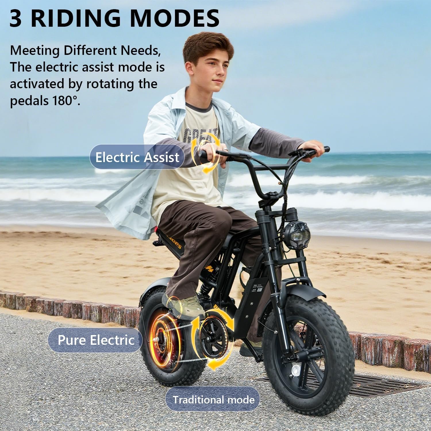 Kanpe 20" * 4" Electric Bikes for Adults,Hidoes B6 Road Bike Electric Mountain Bike with 48V 15.6Ah Removable Battery, 80KM Range,7-Speed,LCD Display,Fat Tyre E-bike with Dual Suspension - Image 3