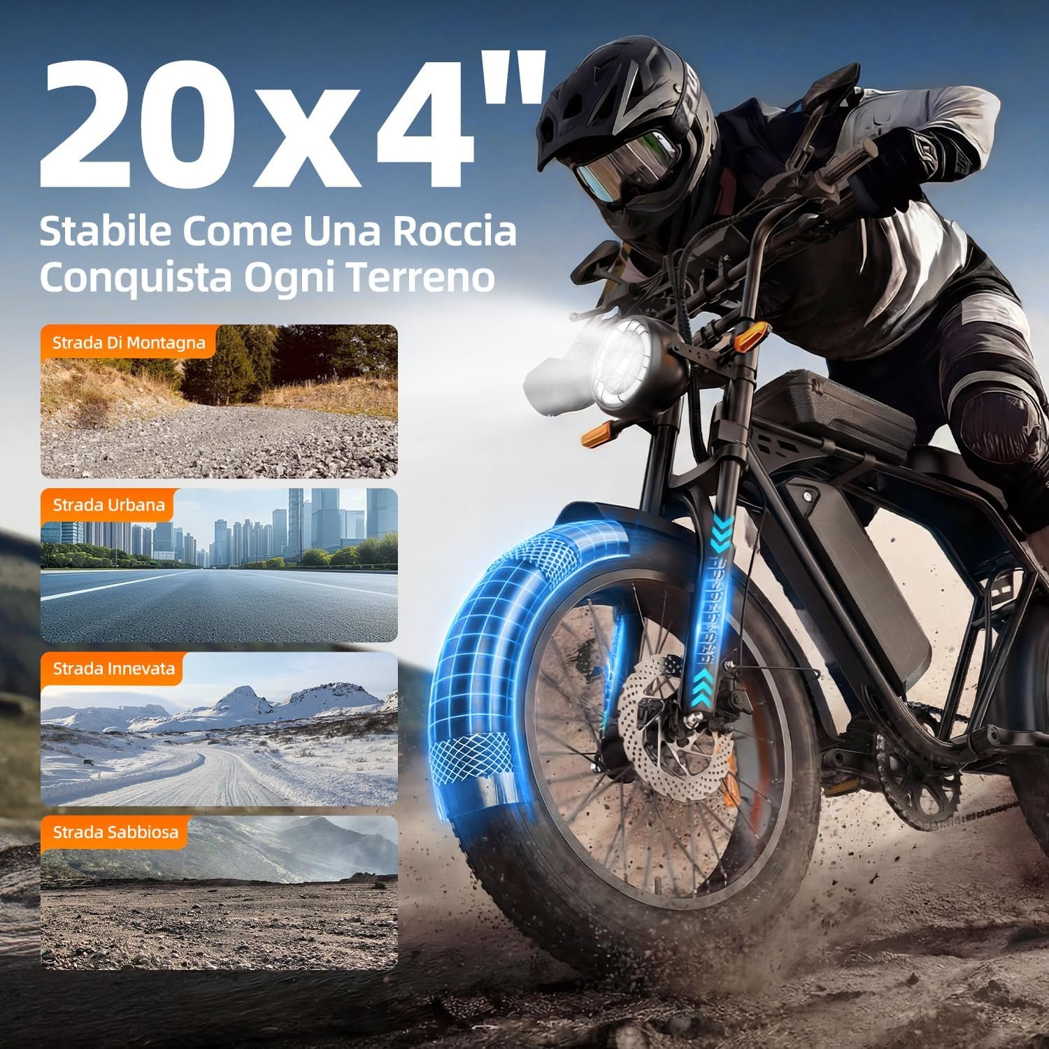 X5 Electric Bike for Adults, 20 x 4 Fat Tyre Mountain Ebike with 80KM Range & 48V 15AH Removable Battery, 250W Motor 25KM/H Electric Dirt Bike with Cycling Bag for Teens Adults - Image 6