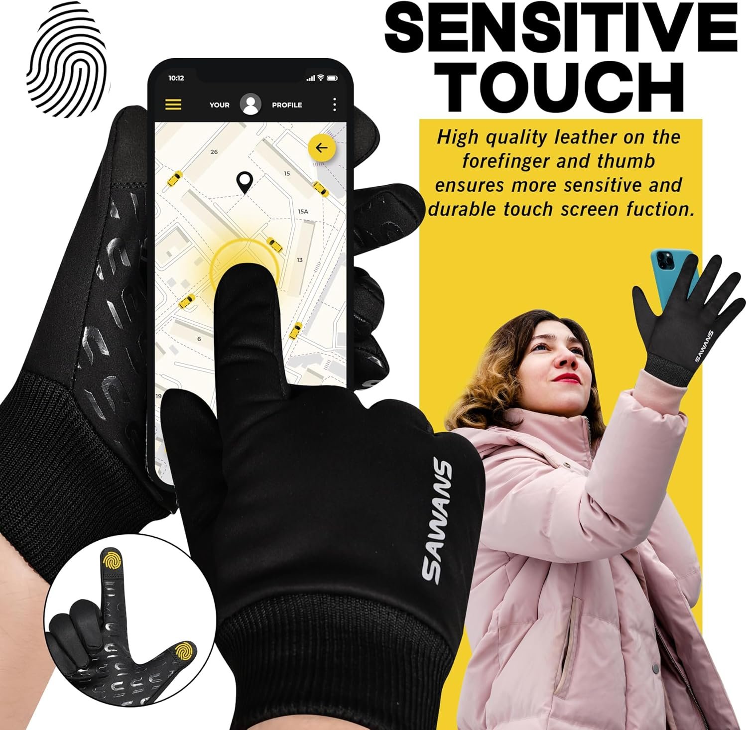 SAWANS Warm Winter Gloves Running Cycling Gloves Touch Screen Anti-slip for Men Women Cold Weather Driving Sports Outdoor Bike Gloves Hiking Ski Climbing Riding Walking - Image 4