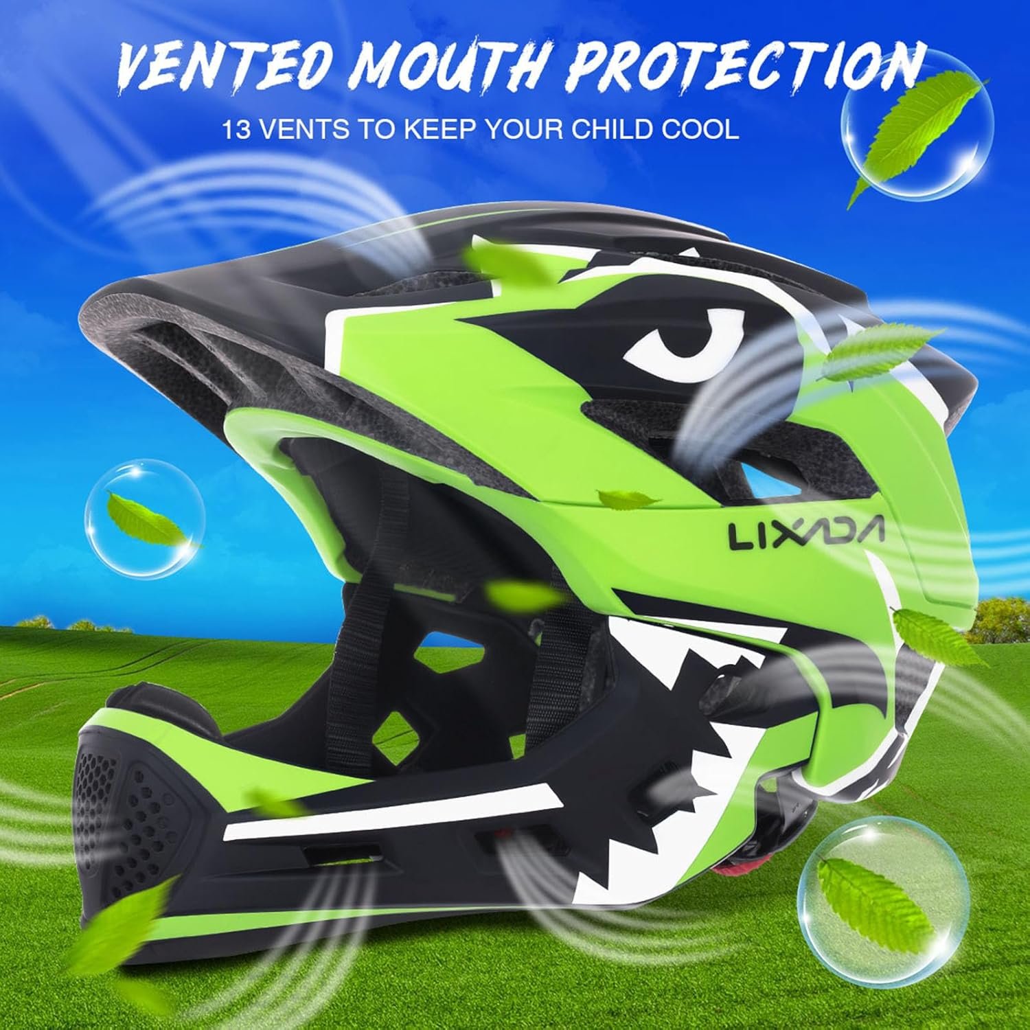 Lixada Kids Full Face Helmet Detachable Full Face Kids Bike Helmet Children Sports Safety Helmet for Cycling Skateboarding Roller Skating - Image 3