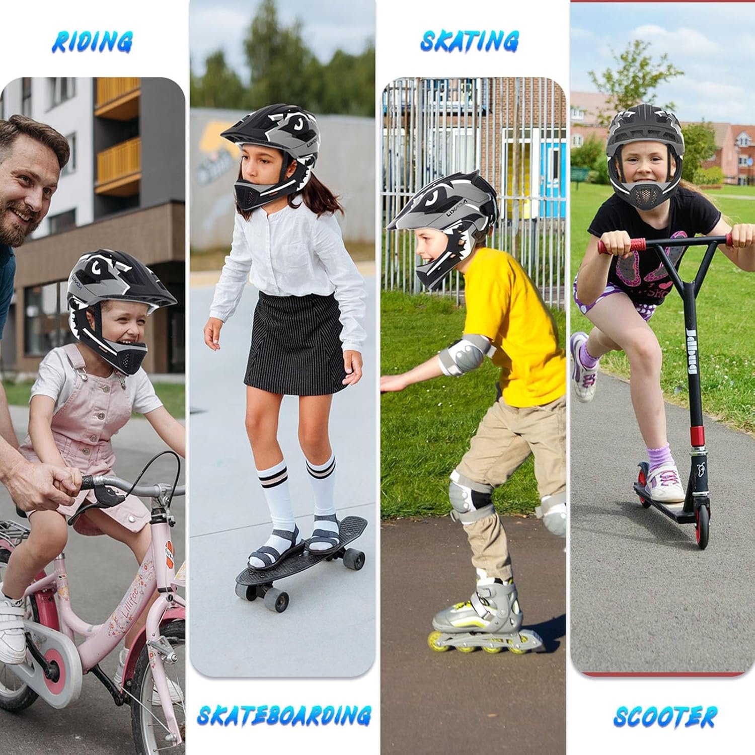 Lixada Kids Full Face Helmet Detachable Full Face Kids Bike Helmet Children Sports Safety Helmet for Cycling Skateboarding Roller Skating - Image 9