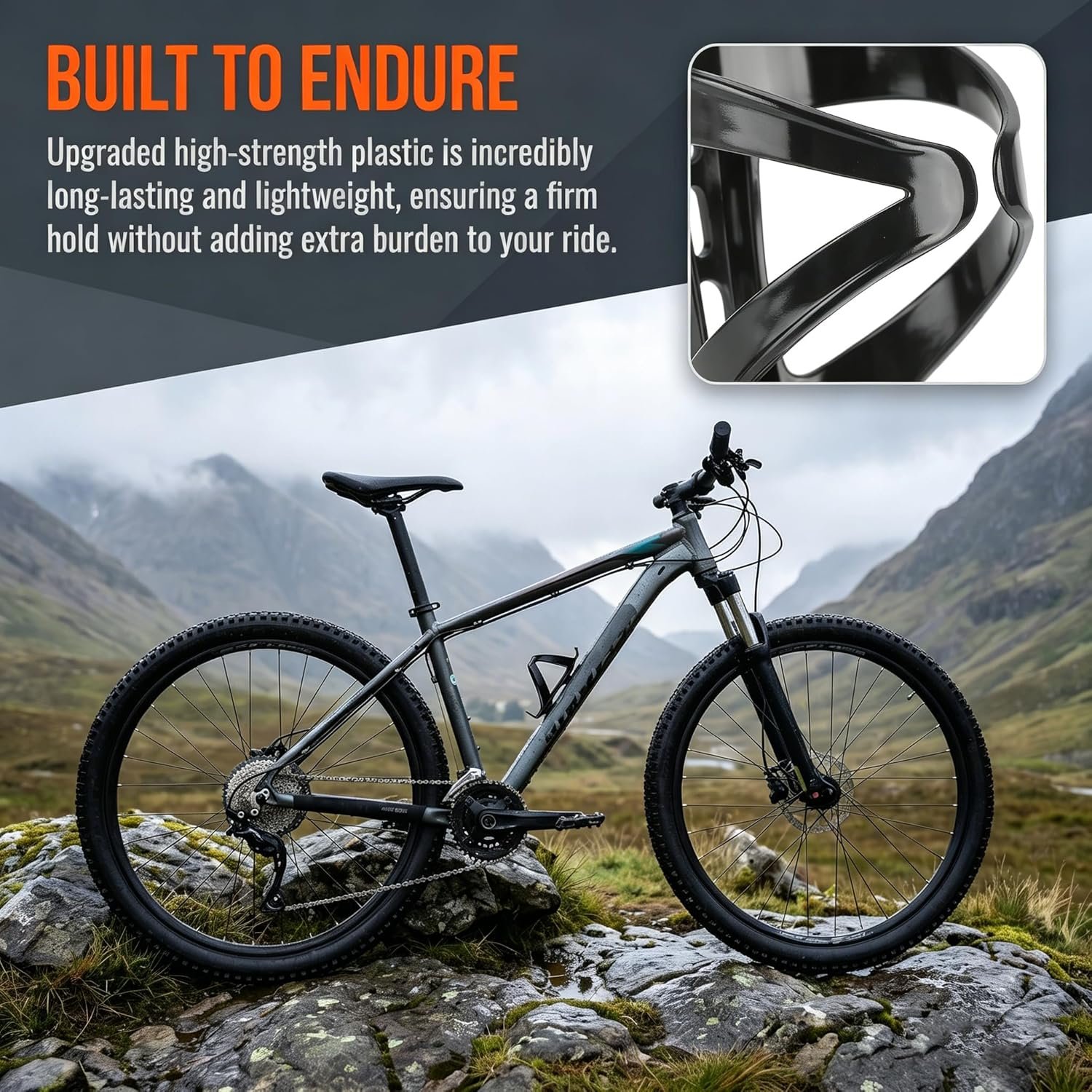Black Bike Water Bottle Cage, Lightweight Water Holder for Bike, Sturdy & Secure Grip, Durable Bicycle Bottle Cage for Road Mountain City Cycling - Image 7