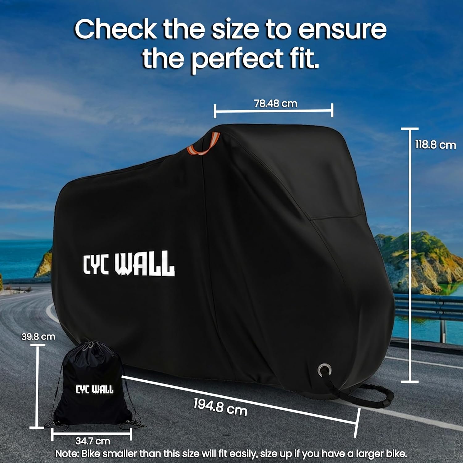 CYCWALL Outdoor Bike Cover for 1-2 Bikes - Heavy Duty 600D Oxford Tear Resistant and Windproof, Waterproof Bike Covers for Outside Storage, Stationary Bicycle Cover Comes with Carry Bag - Image 3