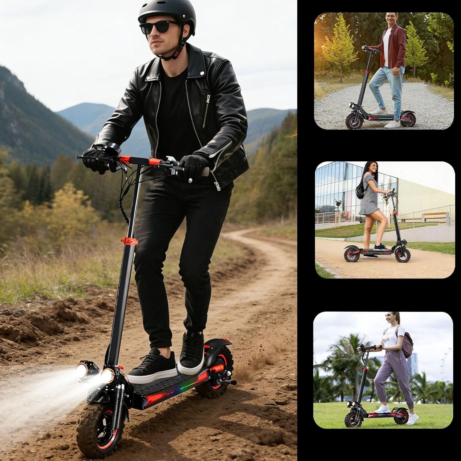 Electric Scooter,Electric Scooters Adult, 50-60 km Long Range, 48V 18Ah Battery, 10.5" All Terrain Off-Road E Scooter, Dual Suspension Dual Disc Brake Folding ElectricScooter 150 kg Load - Image 8