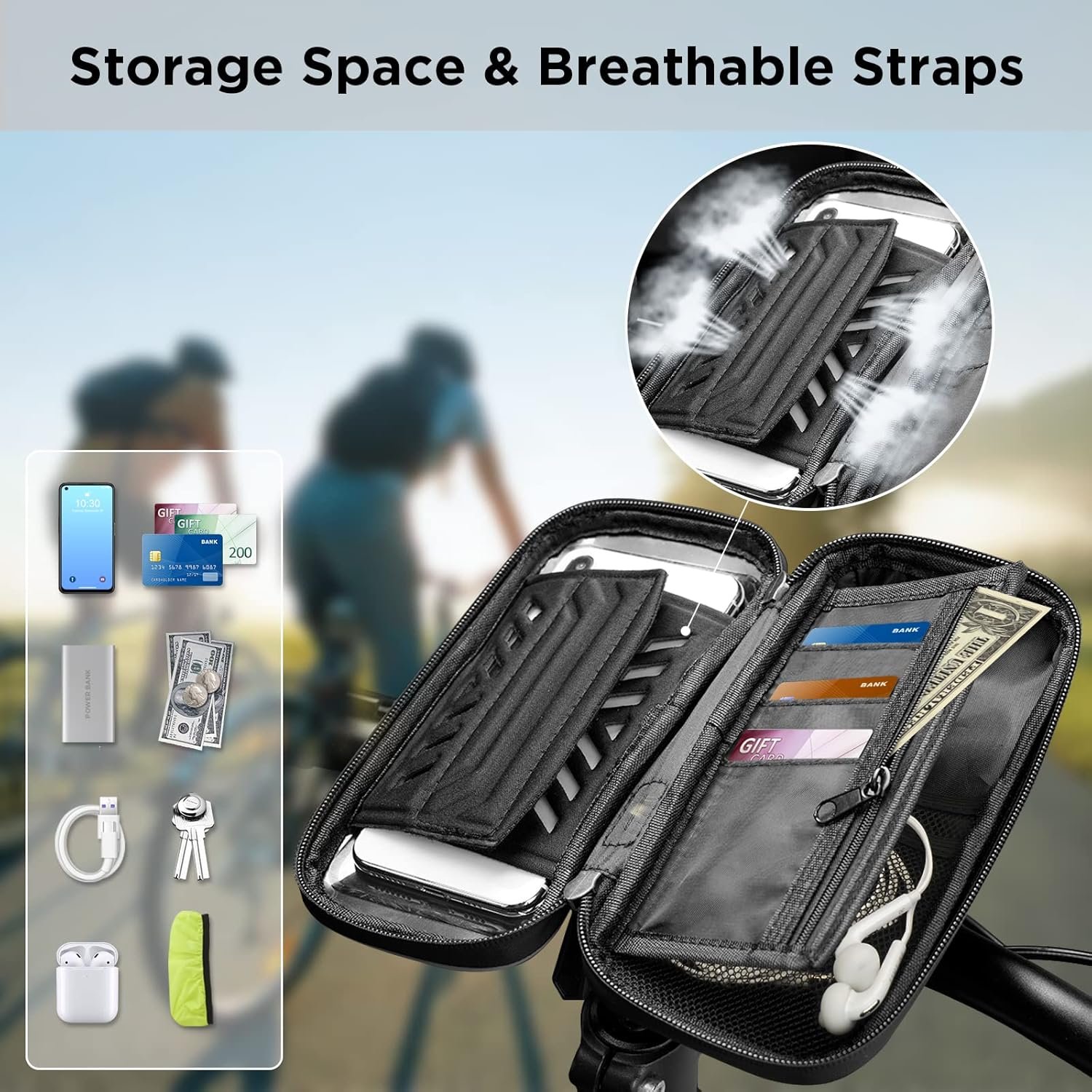 Vitalismo Bike Phone Holder Waterproof - Phone Holder for Bike 360° Rotation, Cycling Handlebar Bag, Motorbike Mount for iPhone 15Pro Max/14Pro/14/13/11/X/8 Samsung LG Cellphones up to 7'' - Image 5