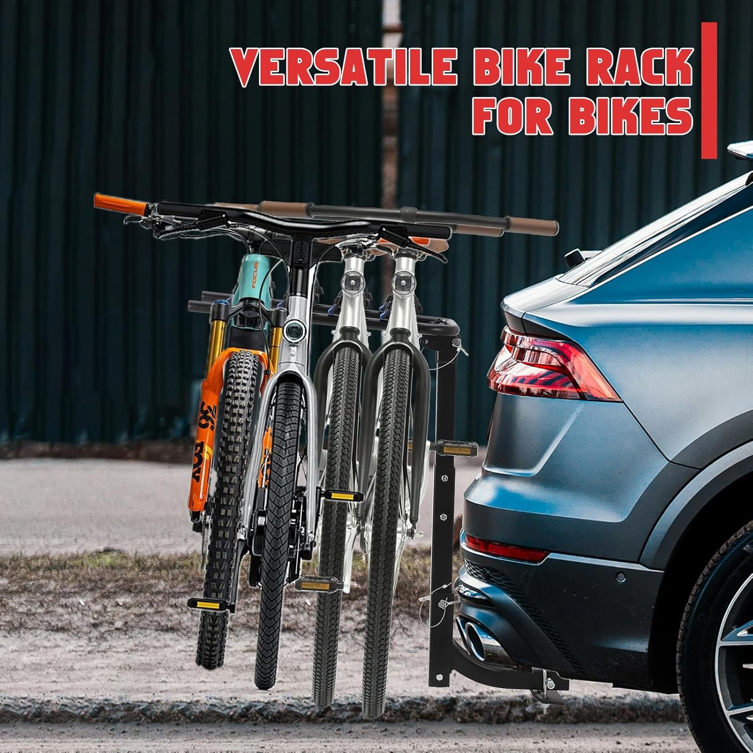 Car Bike Rack, Tow Bar Mounted Bike Carrier for 4 Bikes – Steel Bicycle Rack with Anti-Wobble Lock System, Hitch Tightener & Safety Straps, Easy Assembly for Cars, SUVs, MPVs & Vans – Black - Image 6