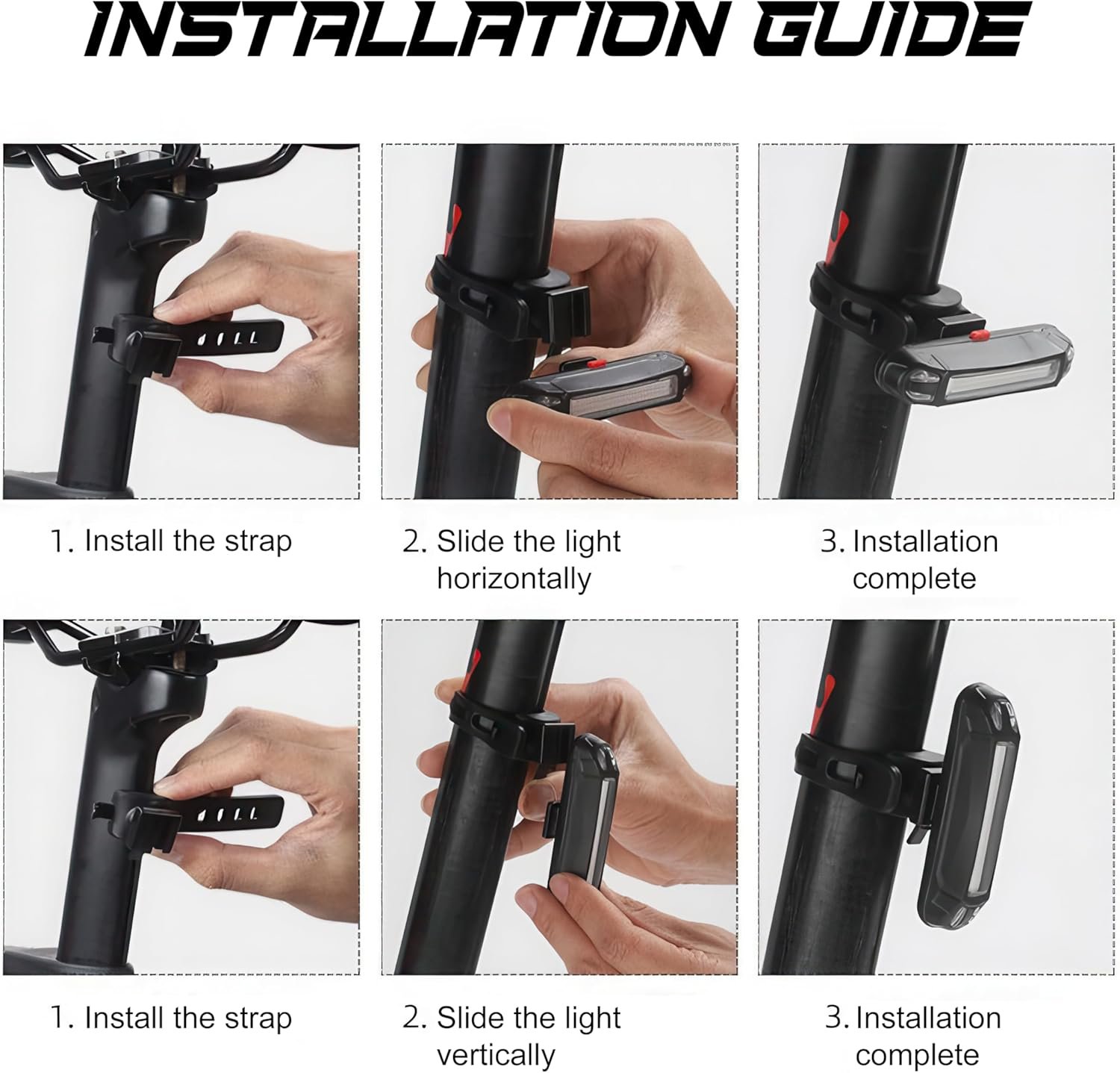 BYKING Rear Bike Light, USB-C Rechargeable Bike Helmet Light, 6 Lighting Modes and Waterproof, Long Lasting Battery Back Light For Bicycle, MTB, Helmet, Scooter, Bag, 2x Bicycle Light Rear. - Image 6