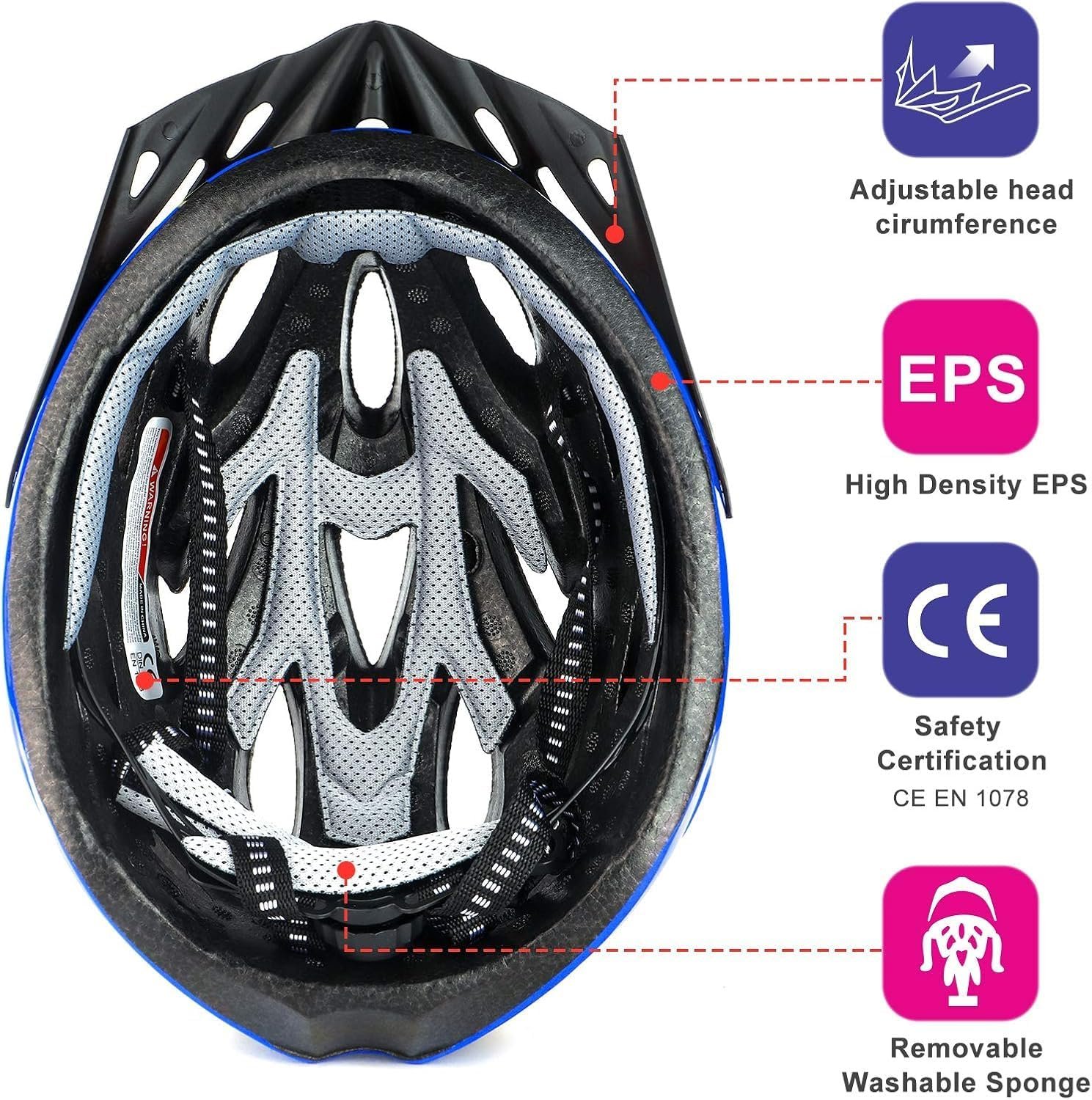 Cycle Helmet, Lightweight Bicycle Helmet, Adjustable Mountain & Road Bike Helmets for Adults, 18 Vents with Adjustable Strap & Detachable Visor for Mens Womens(Head Sizes58-62cm) - Image 4