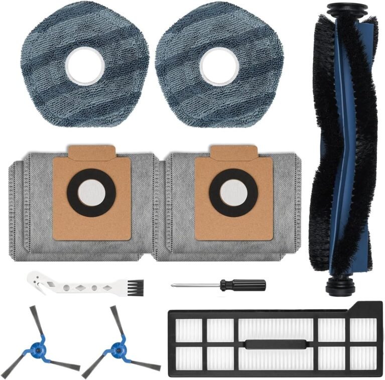 12PCS X10 Pro Omni Accessories for Eufy X10 Pro Omni Vacuum for Eufy Mop Pads - 4 X10 Pro Omni Dust Bags, 1 Main Brush, 1 HEPA Filter, 2 Mop Pads, 2 Side Brushes, 1 Cleaning Brush, 1 Screwdriver ﻿