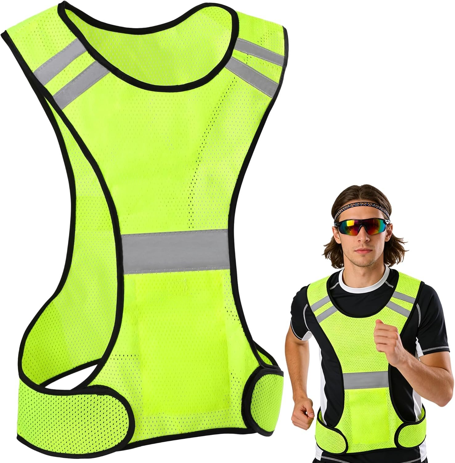 Uncle Paul Reflective Gears - Safety Vest High Visibility for Running Cycling Dog Walking Sports with Pocket for Adults Kids