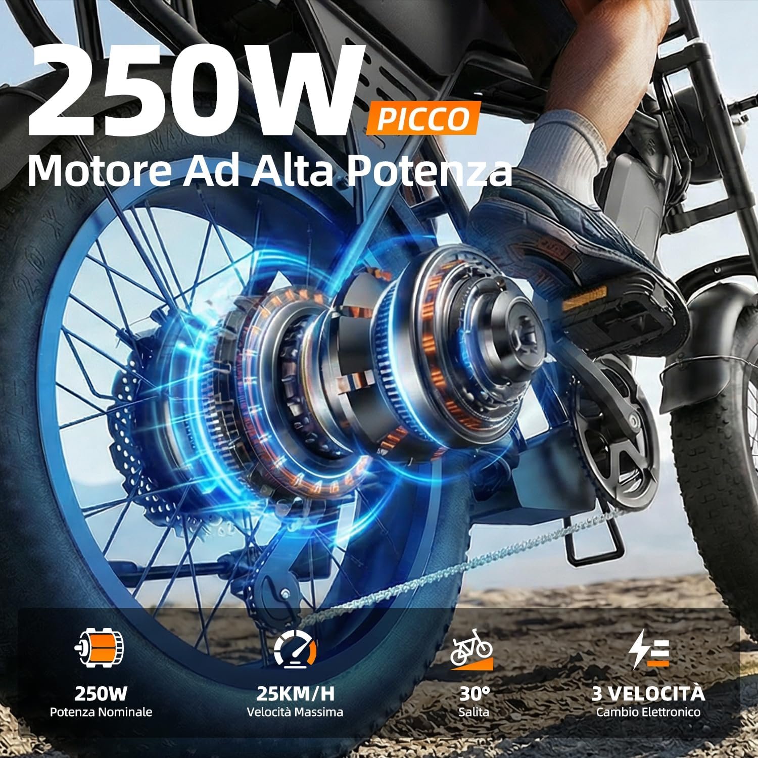 X5 Electric Bike for Adults, 20 x 4 Fat Tyre Mountain Ebike with 80KM Range & 48V 15AH Removable Battery, 250W Motor 25KM/H Electric Dirt Bike with Cycling Bag for Teens Adults - Image 4