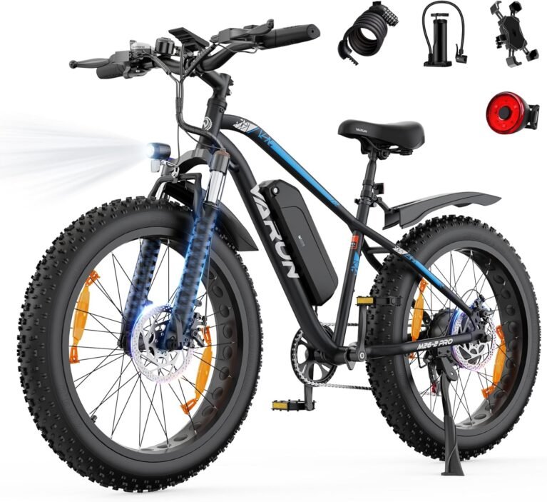 VARUN Electric Bikes for Adults, 26'' 4.0 Fat Tire E Bike with 48V 18AH/13AH Lithium Battery, 100-150KM Max Range, 250W Motor, LCD Display with 5 PAS, 7 Speed Electric Mountain Bike for All Terrains