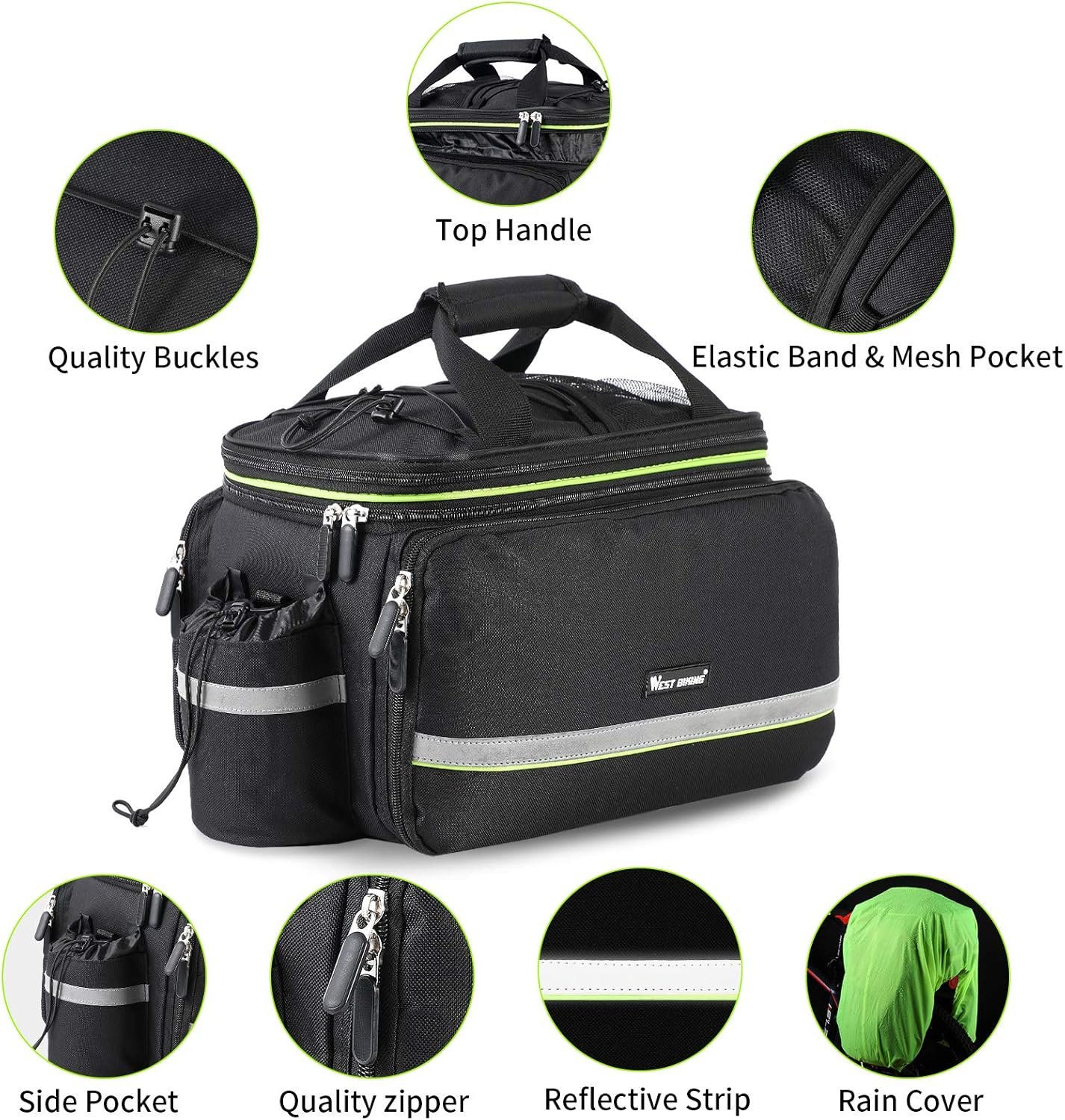 35L Bike Storage Bag Double Side Pannier Bags,Waterproof Cargo Rack Pack Saddle Bag Shoulder Bags with Rain Cover for Riding ,Multi-function Bicycle Rear Seat Trunk Panniers Pouch Cycling Accessories - Image 6