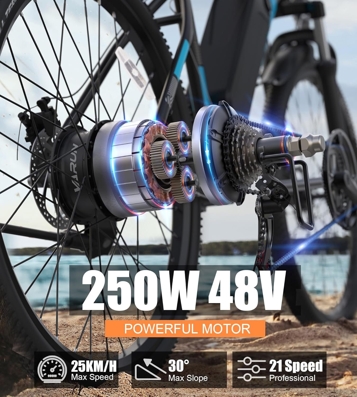 VARUN Electric Bikes for Adults, 27.5" Electric Mountain Bike with 48V 624Wh Battery, 55Nm 250W Motor, LCD Display, 4 Riding Mode, M27-1 E-Bike with 21 Speed Gear, Mileage up to 100KM - Image 3