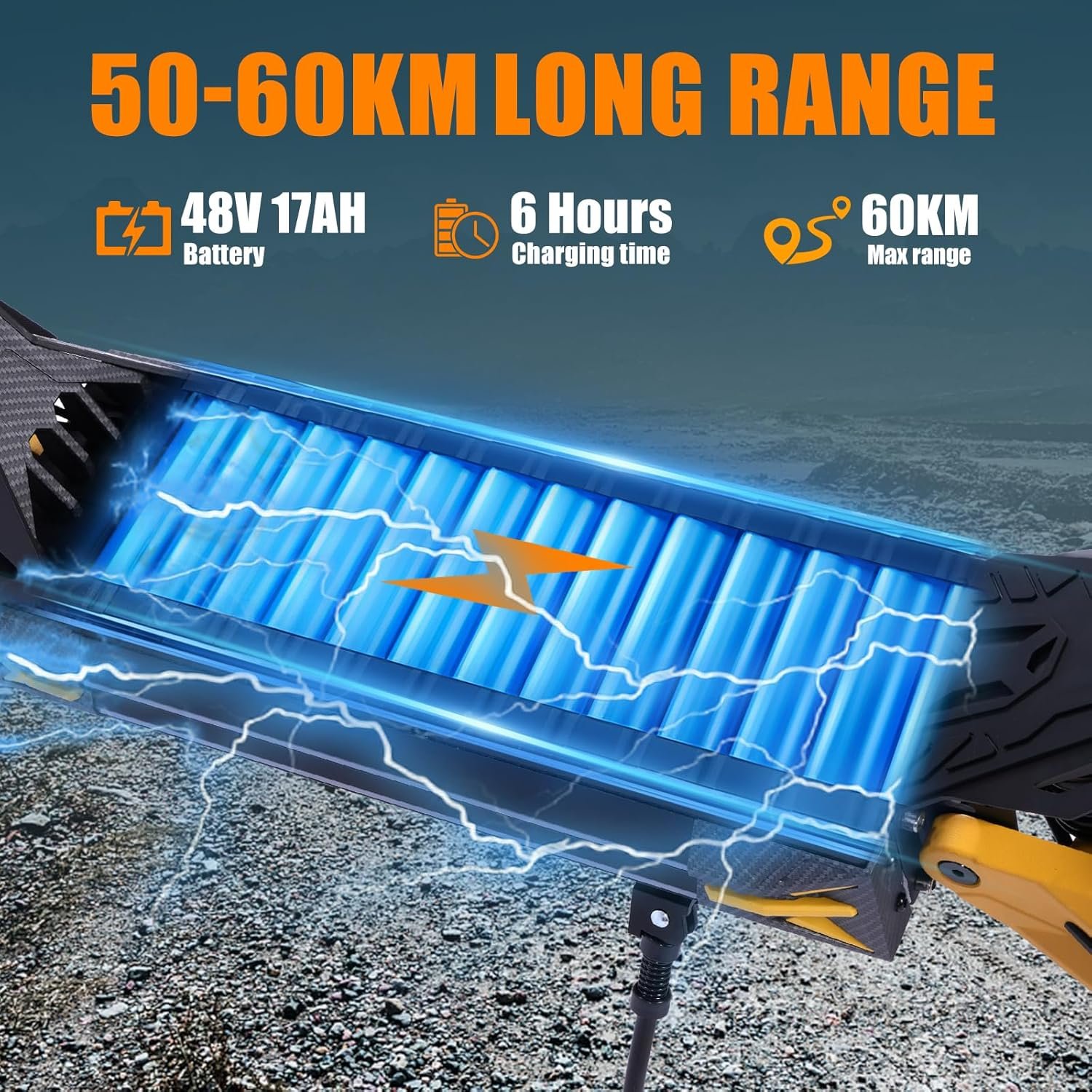 TWOFISH Electric Scooter for Adults, Foldable E Scooter with 48V 17Ah /60V 23Ah Battery, 50-70 km Range, 10"/12" Off-Road Tires, 150KG Load Capacity, with USB Charging and NFC Unlock - Image 2