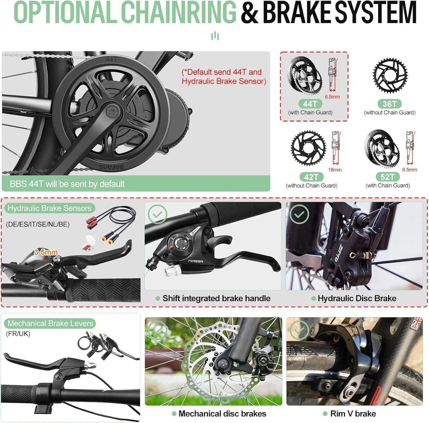 BAFANG Ebike Conversion Kit BBS01B 48V 250W Mid Drive Kit CAN Bus Electric Bike Conversion Kit with Optional 48V Battery & VD618 Display & 44T Chainring for BB68-73mm Mountain Bike - Image 5