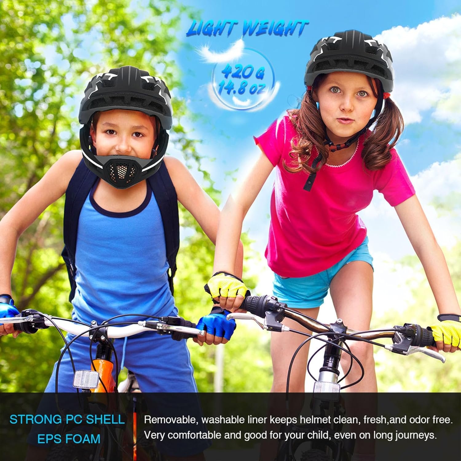 Lixada Kids Full Face Helmet Detachable Full Face Kids Bike Helmet Children Sports Safety Helmet for Cycling Skateboarding Roller Skating - Image 8