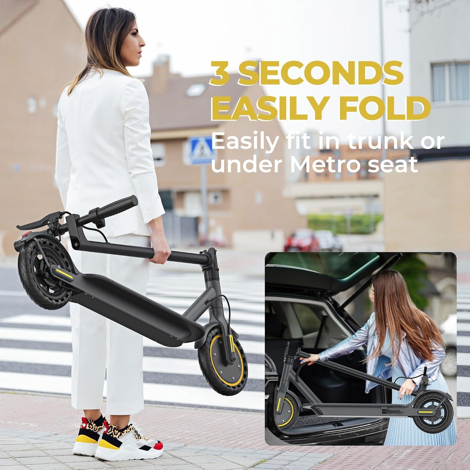 Electric Scooter, 350W Electric Scooter Adult with 25-35KM Range, Max Speed 25KM/H, 8.5" Solid Tire, Double Braking System for Adults and Teens - Image 8