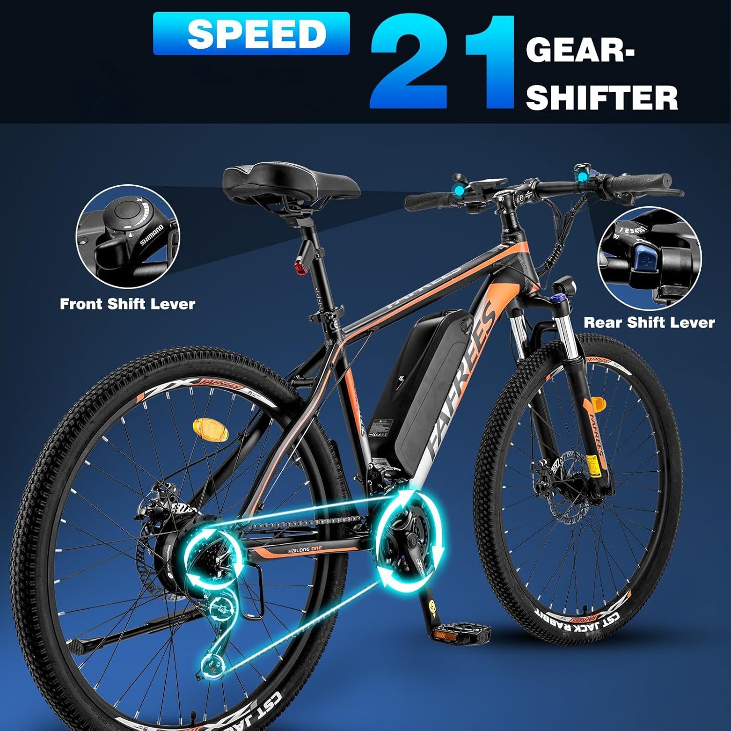 Fafrees Electric Bike for Adults, 26"/27.5" Electric Bicycle, 250W Pedal Assist Ebike for Men Ladies, Removable 13–15Ah Battery, 21 Speed MTB for City, EAPC - Image 3