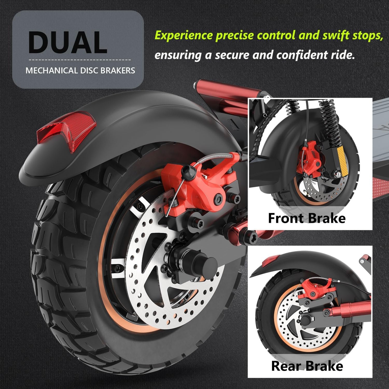 Electric Scooter 500W,15.5MPH,12.5Ah Battery 20-40KM, 10" Tires Folding E Scooter Mulitiple Suspension, Dual Braking, Gift for Adult Teens Load 264lbs - Image 6