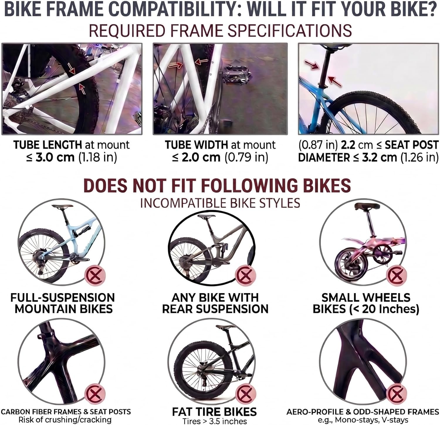 COMINGFIT 2026 Upgraded Bicycle Cargo Rack, 80KG Heavy Duty Bike Rear Rack, 4-Leg Double Strength, 2.0mm Thickened Universal for MTB Road City Kids Fat Tire Bike (3.5"), with Anti-Rub Guards - Image 6