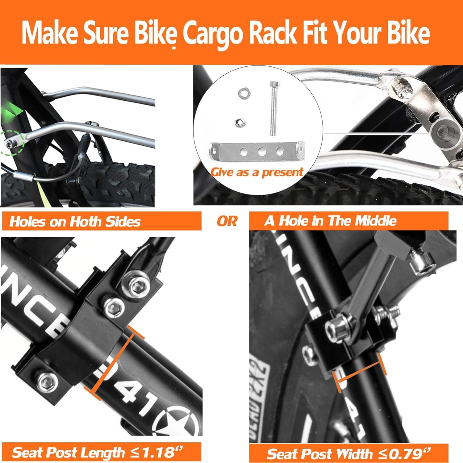 Rear Bike Rack with Large Size Reflective,Bike Cargo Rack with Extra Long Mounting Brackets,Universal Adjustable Touring Carrier Rack,Large Capacity Bike Pannier Rack - Image 5