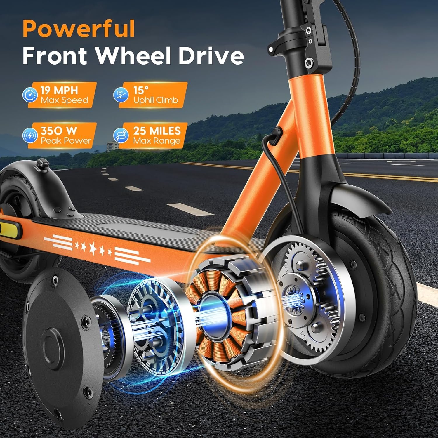ApexSurge Electric Scooter for Adults,10" Solid Tires,350W Powerful Motor and Max 35/45KM Long Range,Top Speed 25KM/h,Dual Brake Stystem E Scooter, Lightweight and Foldable,APP Control,Max Load 120KG - Image 3