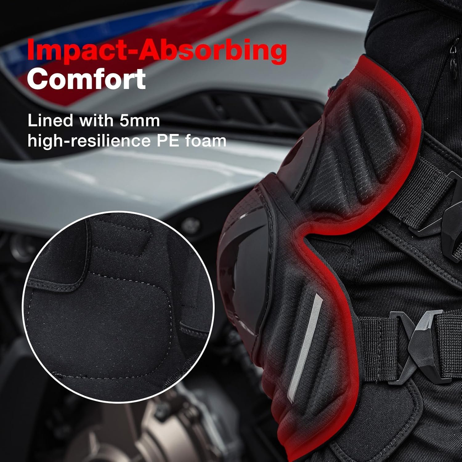 Scoyco Motorbike Knee Pads for Adults, CE Level 1 Multi-use Sports Knee Guards for Motocross E-Bike Roller Skate Skateboard Scooter MTB with Hard TPU Shell Protective Gear - Image 4