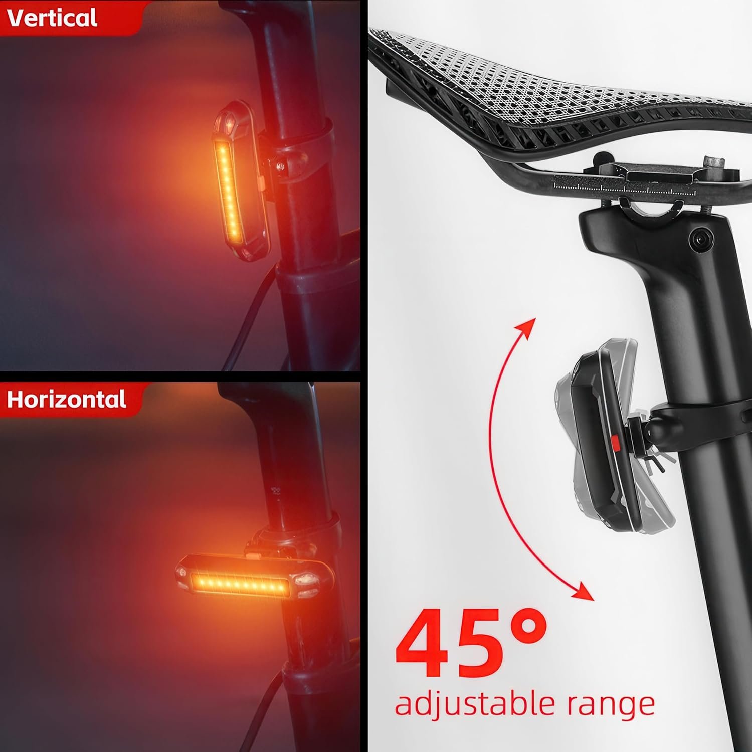 BYKING Rear Bike Light, USB-C Rechargeable Bike Helmet Light, 6 Lighting Modes and Waterproof, Long Lasting Battery Back Light For Bicycle, MTB, Helmet, Scooter, Bag, 2x Bicycle Light Rear. - Image 2