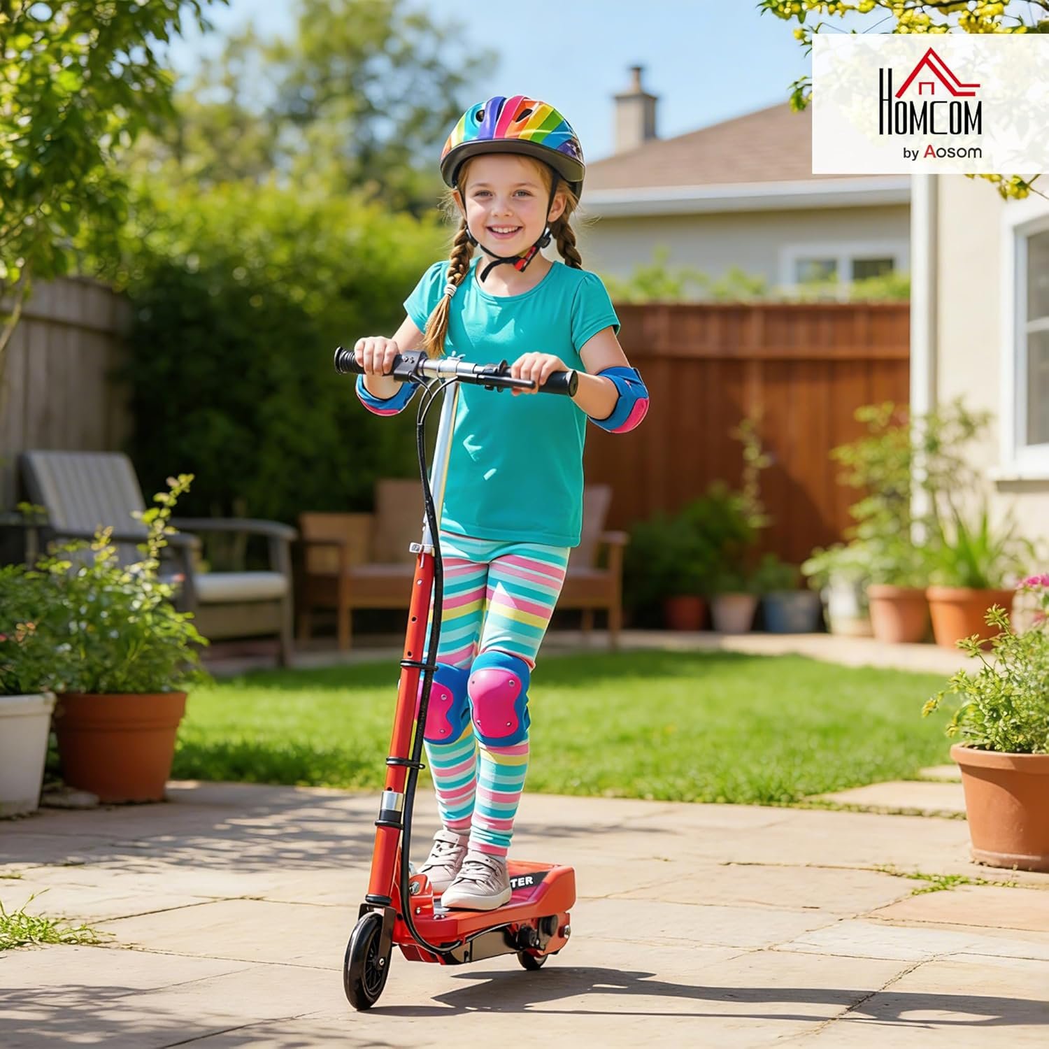 HOMCOM Kids Electric Scooter, 5.5 Inch Foldable Kids Scooter for Ages 7-14, 120W Motor, Up to 12km/h, 10km Range, Adjustable Height - Image 2