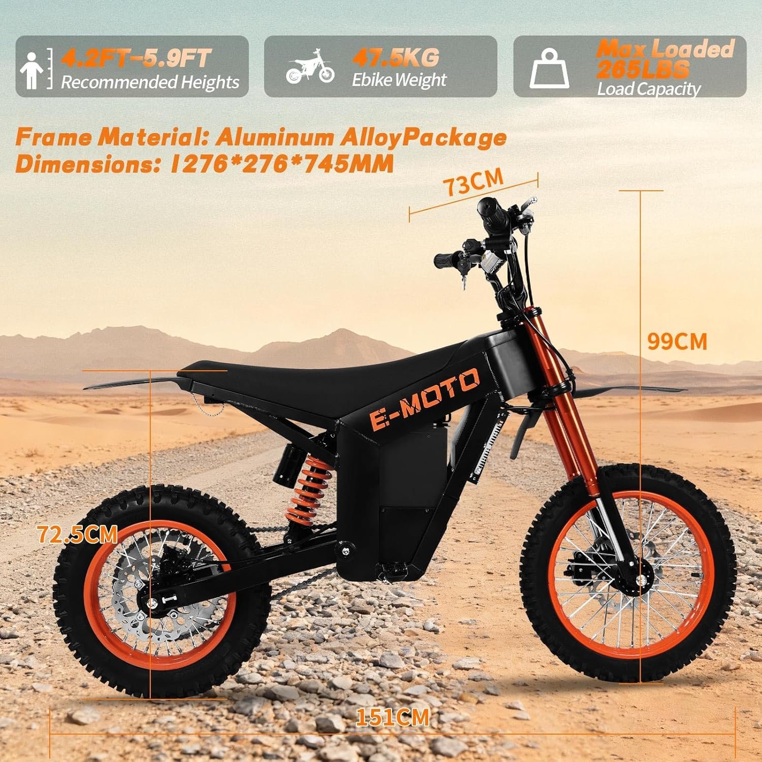 Electric Bike Adults Teens - 14"/12" 20*4"Fat Off road Dirt Bike, 48V 18Ah/20.8Ah Battery 45KM/60KM Long Rang Electric Bikes,Hydraulic Suspension & Brake Ebike,3 Riding Modes Electric-Dirt-Bike - Image 8