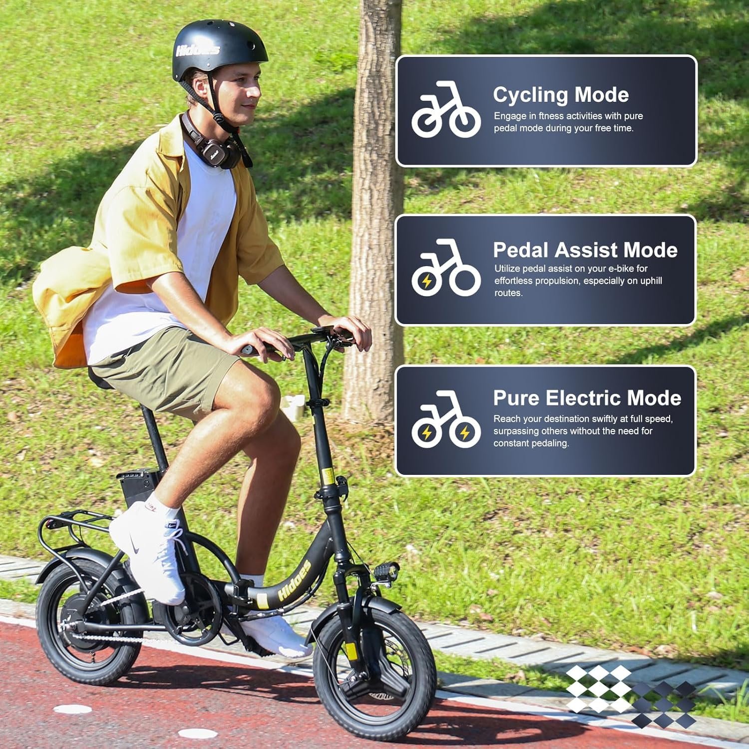 Electric Folding Bikes for Adults, 14" Electric Dirt Bike Adult, Ebikes for Adult Men Women, e Bike with Front Shock Absorber, Foldable Fat Tire e-Bike with Throttle Pedal Assist - Image 4