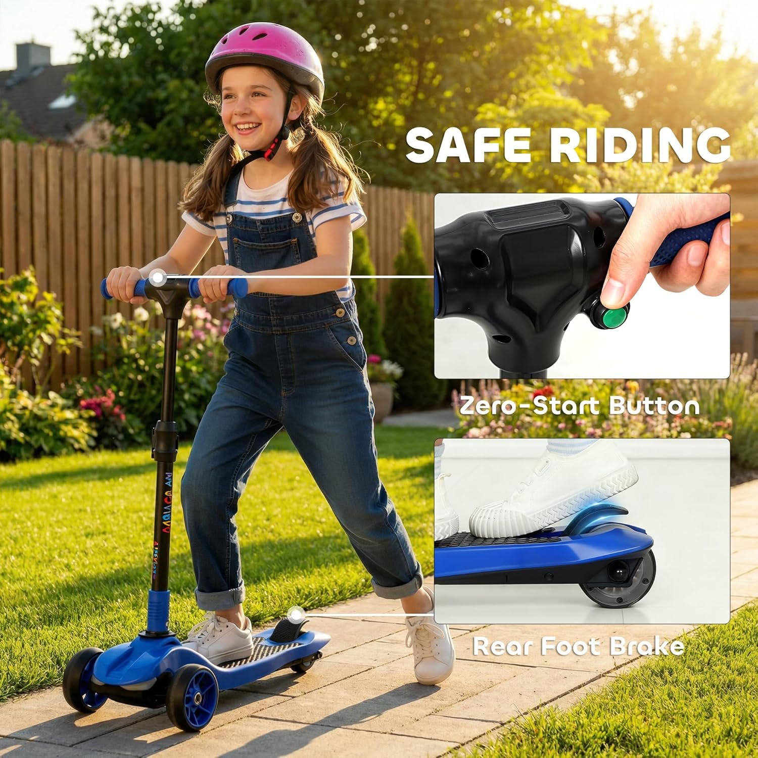 AIYAPLAY Electric Scooter for Kids, 3 Wheel Foldable Kids Scooter for Age 6-10 with 4 Levels Adjustable Height, LED Lights, Up to 6km/h, Maximum Range 8km, 4.8kg Lightweight for Boys and Girls - Image 8