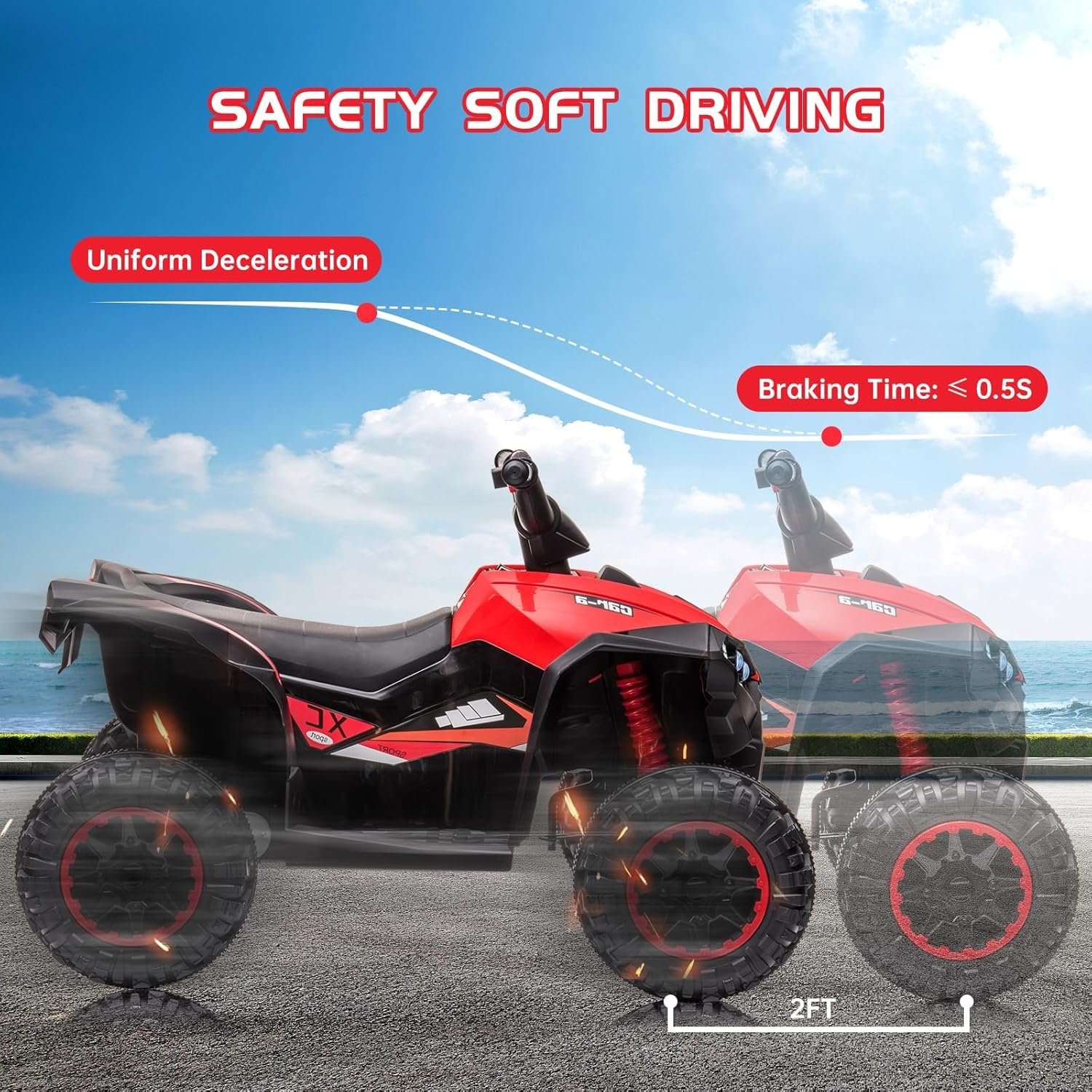 12V Kids Electric Quad Bike with Remote Control, 35W Motor & Metal Body, Ride on ATV Electric Vehicle Toy Car with Music, LED Lights, Horn for Boys Girls Ages 3-8 (83 x 53 x 56 cm) - Image 4