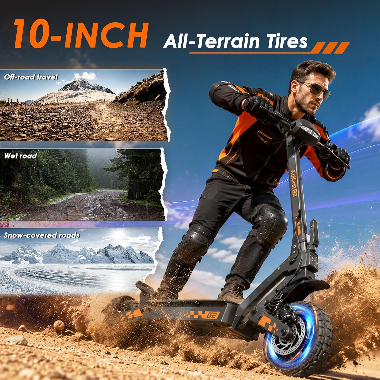 KuKirin G2 Electric Scooter for Adults, 10-Inch Off-Road Vacuum Tyres, Dual Spring Suspension, 55km Long Range, Folding Scooter with Dual Brakes & Touch Display - Image 5
