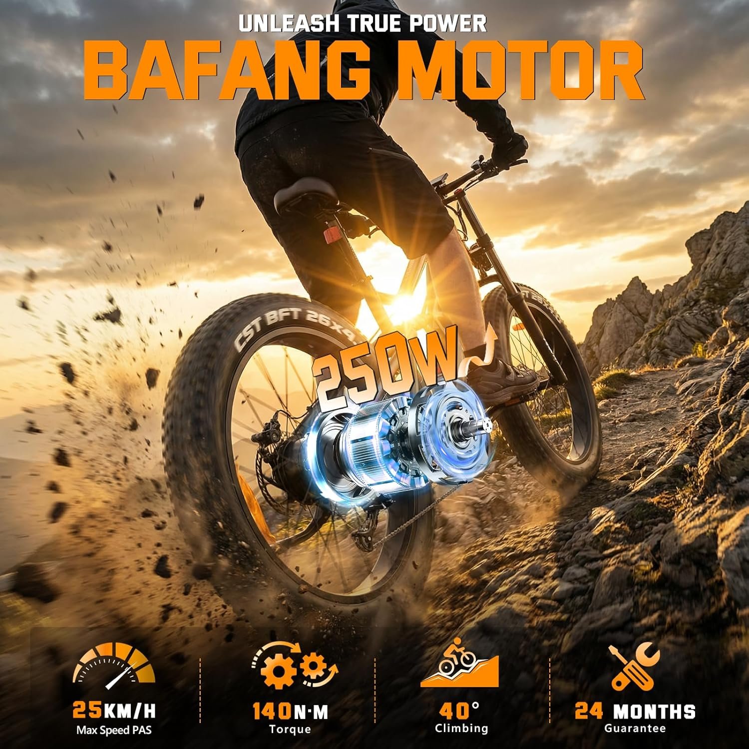 FREESKY 2026 Swift horse Ultra BAFANG Motor Electric Bike for Adults, 48V 35Ah Samsung Cells Battery Ebike 140 Miles, 26" Fat Tire Dirt Mountain E Bike, Full Suspension, UL 2849 Certified by TÜV - Image 3