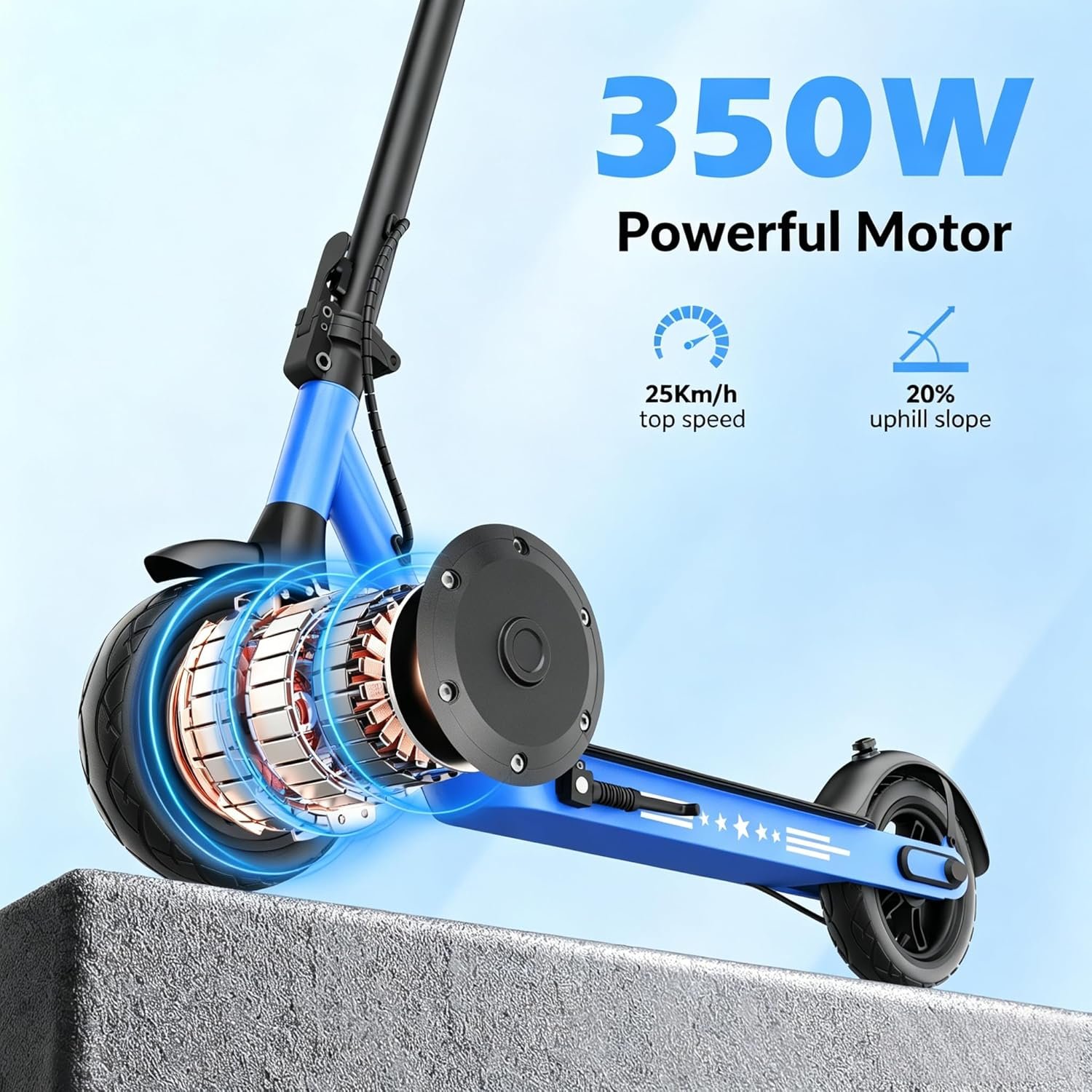 Electric Scooter, 350W/500W Motor, 8.5" 10" Tires, 25Km/H, 20/33/35/50Km Long-Range, E-Scooter for Adults with Dual Suspension and Dual Lighting System, Smart APP Control - Image 2
