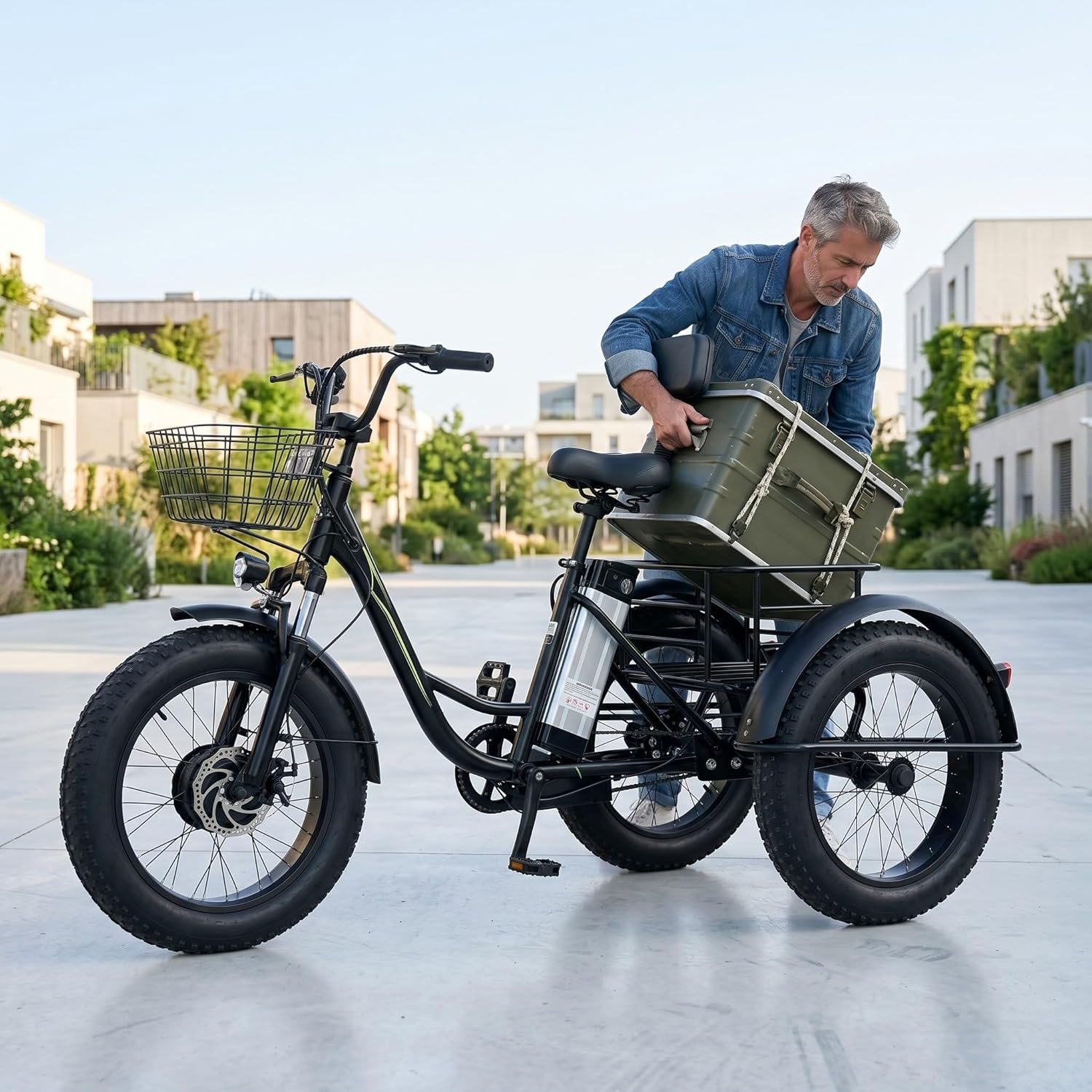 Adult Three-Wheeled Electric Trike - 48v/12ah Removable Battery, 20-Inch Electric Cargo Bike, Wide Tires, 35km Range, Perfect for Shopping and Picnics, Max Load 200kg - Image 6