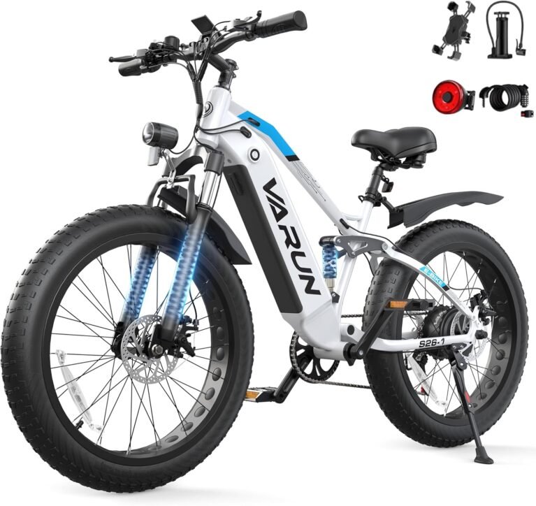 VARUN Electric Bikes for Adults, 26'' 4.0 Fat Tire E Bike with 48V 18AH/13AH Lithium Battery, 100-150KM Max Range, 250W Motor, LCD Display with 5 PAS, 7 Speed Electric Mountain Bike for All Terrains