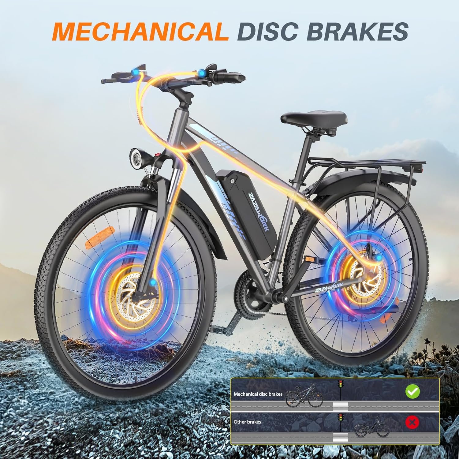 TIGUOWISH Electric Bike for Adults, 29" Commuter & Mountain E-Bike 48V 18.6AH Battery, 21-Speed Gears & Adjustable Fork, 100-120km Range, UK Legal 25km/h, Disc Brake, Max Load 130kg - Image 6