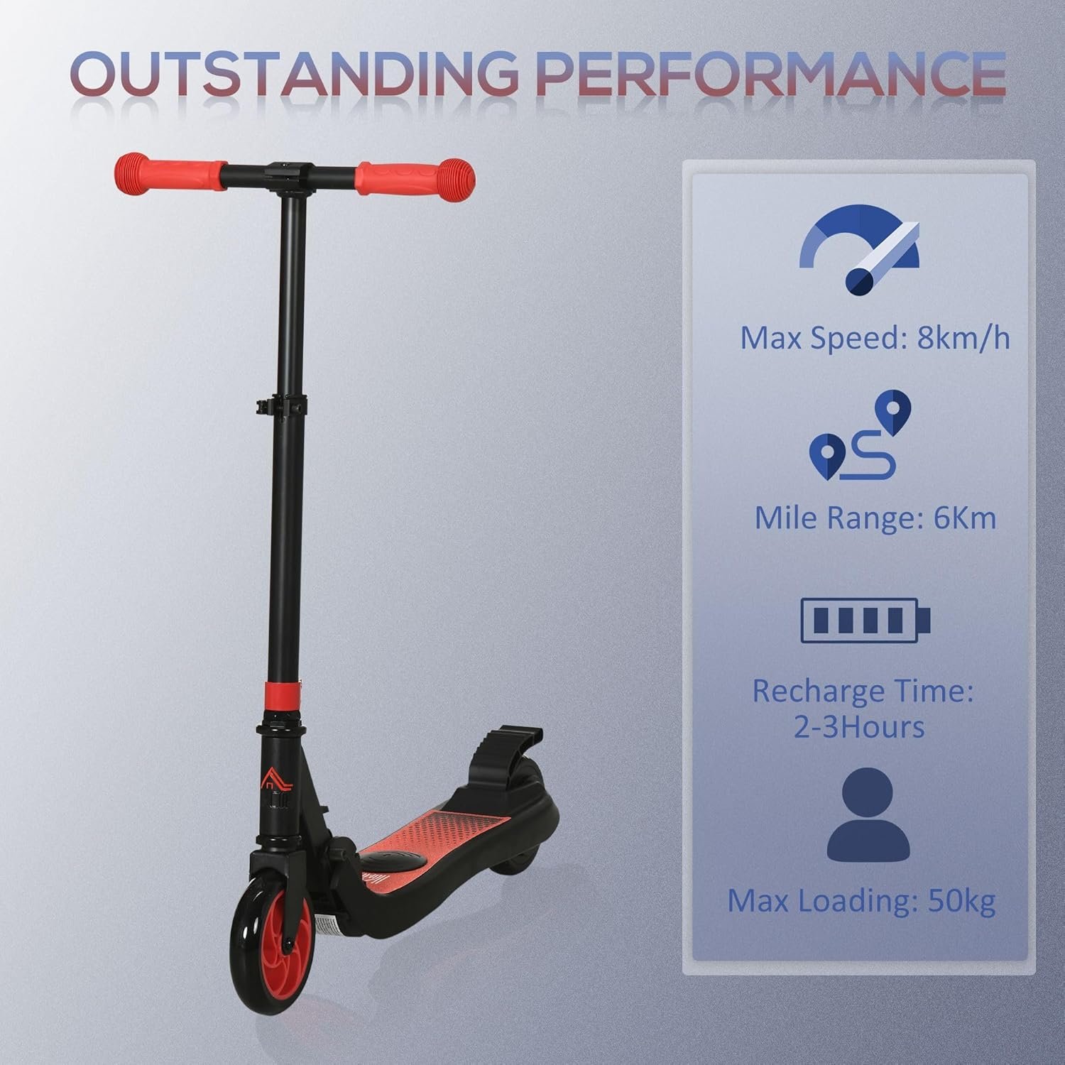 HOMCOM Electric Scooter for Kids, Foldable Electric Scooter for Age 6+, with Adjustable Height, Rear Brake, Up to 8 KM/H, Maximum Range 6 KM, 5kg Lightweight - Image 3