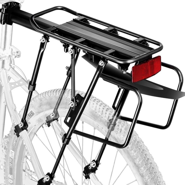 Rear Bike Rack,100KG Capacity Solid Bearings Bike Cargo Rack w/Fender & Large Size Reflective,Quick Release Mountain Road Bicycle Rear Racks,Universal Bike Luggage Touring Carrier Rack,BCR06-EU
