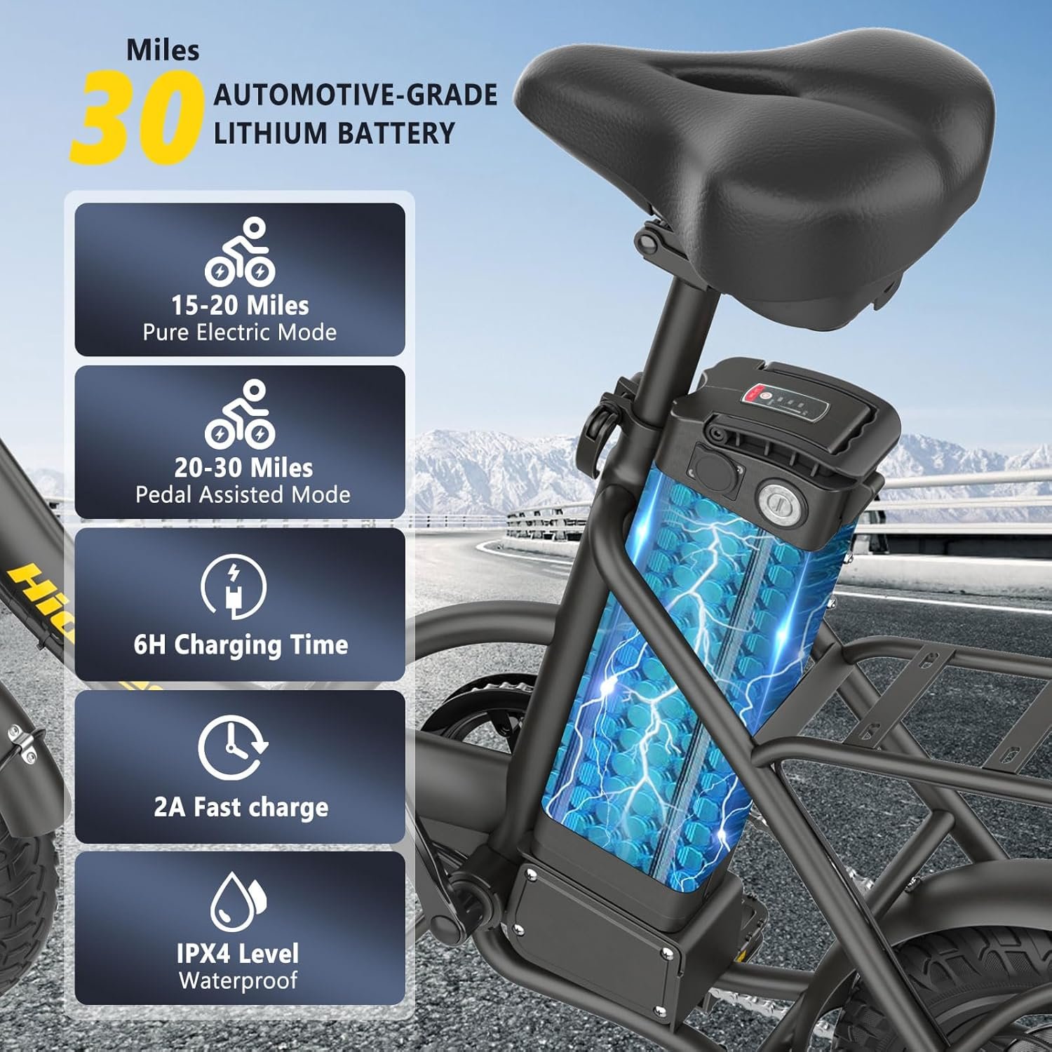 Electric Folding Bikes for Adults, 14" Electric Dirt Bike Adult, Ebikes for Adult Men Women, e Bike with Front Shock Absorber, Foldable Fat Tire e-Bike with Throttle Pedal Assist - Image 2