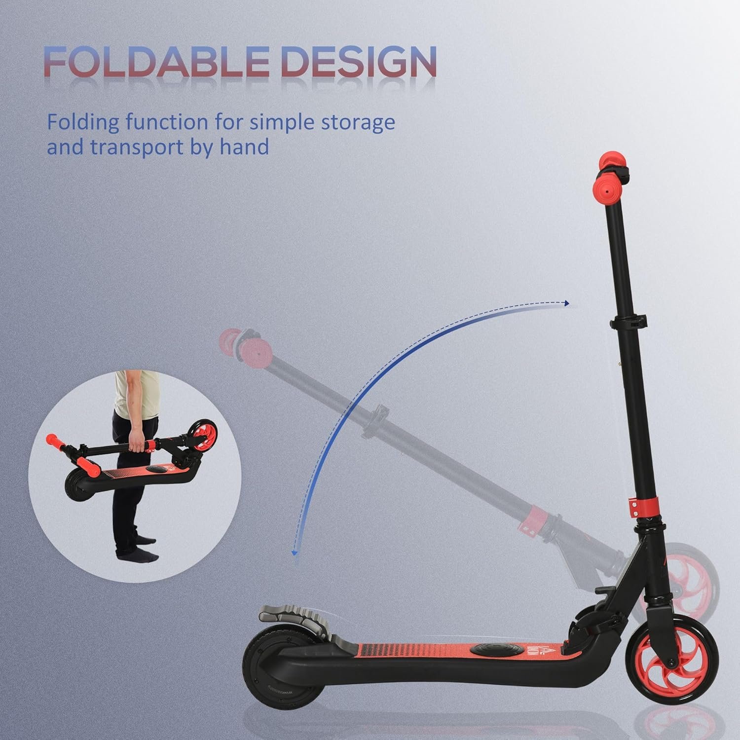 HOMCOM Electric Scooter for Kids, Foldable Electric Scooter for Age 6+, with Adjustable Height, Rear Brake, Up to 8 KM/H, Maximum Range 6 KM, 5kg Lightweight - Image 6