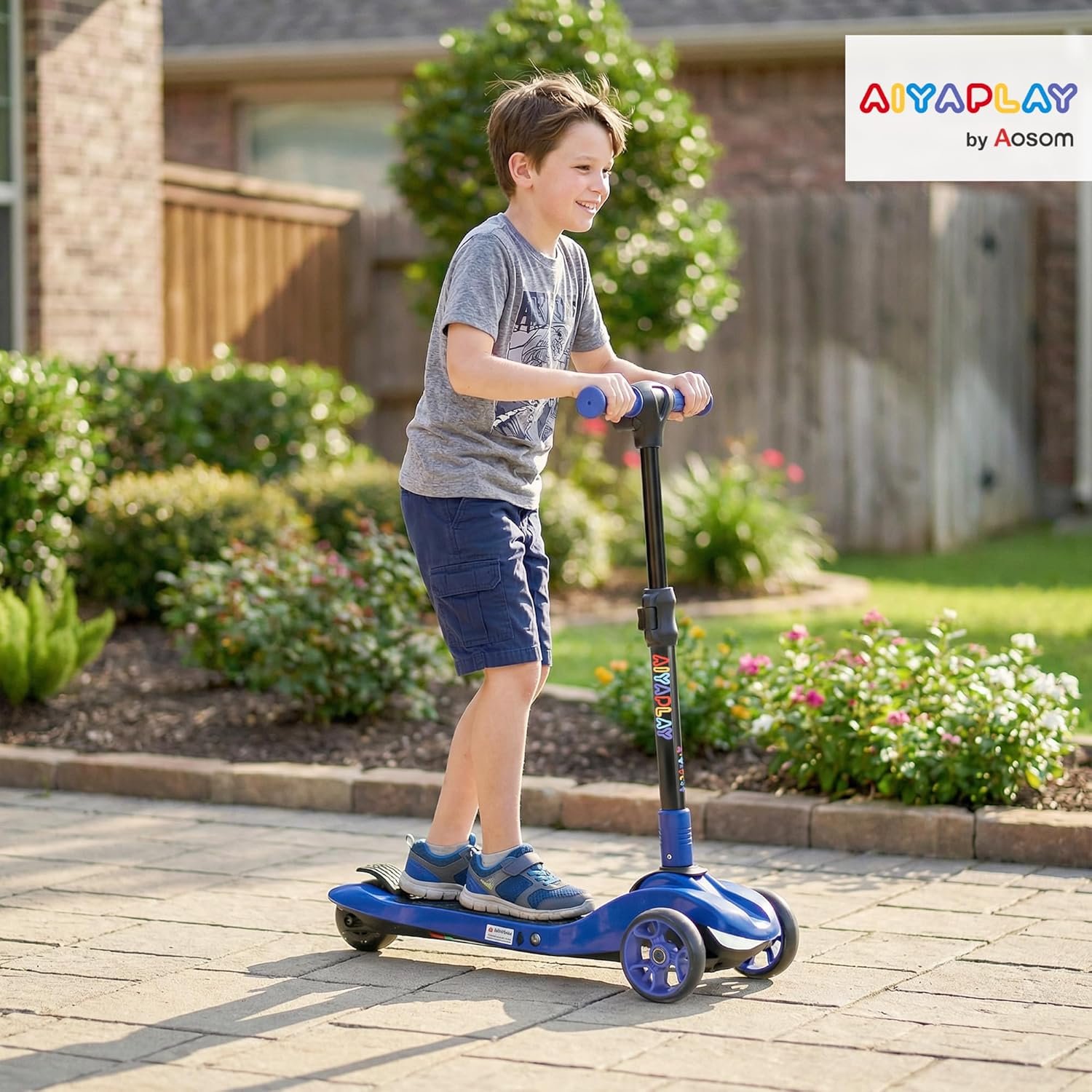 AIYAPLAY Electric Scooter for Kids, 3 Wheel Foldable Kids Scooter for Age 6-10 with 4 Levels Adjustable Height, LED Lights, Up to 6km/h, Maximum Range 8km, 4.8kg Lightweight for Boys and Girls - Image 2